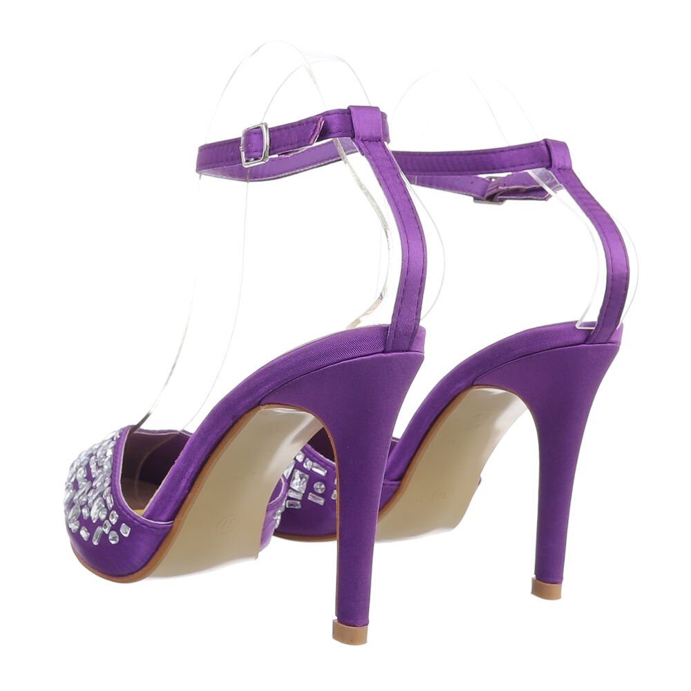 Ital-Design Damen Abendschuhe Party & Clubwear Schnürpumps Pfennig-/Stilettoabsatz High Heel Pumps in Lila
