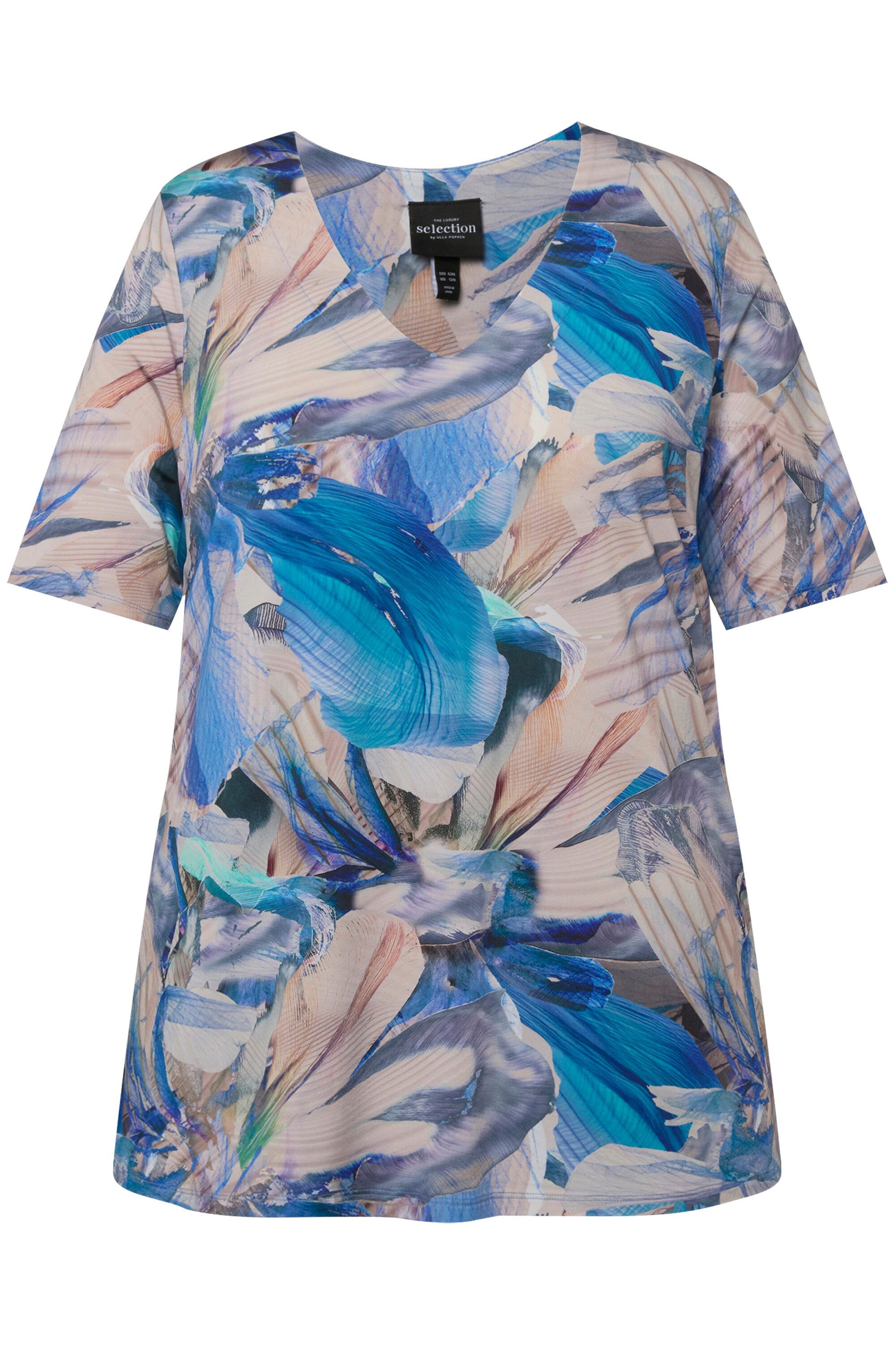 Ulla Popken T-Shirt Slinkyshirt A-Linie V-Ausschnitt Halbarm günstig online kaufen