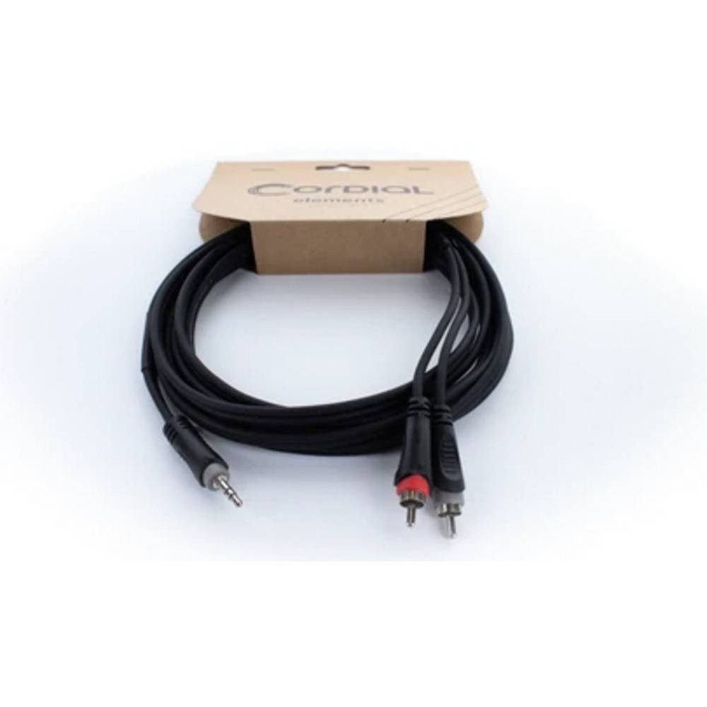 Cordial Y-Adapter Connector 1: Plug 3.5 stereo black/2x Plug 6.3 14855 Audio- & Video-Kabel, PVC-Mantel, Zwillingsleitung