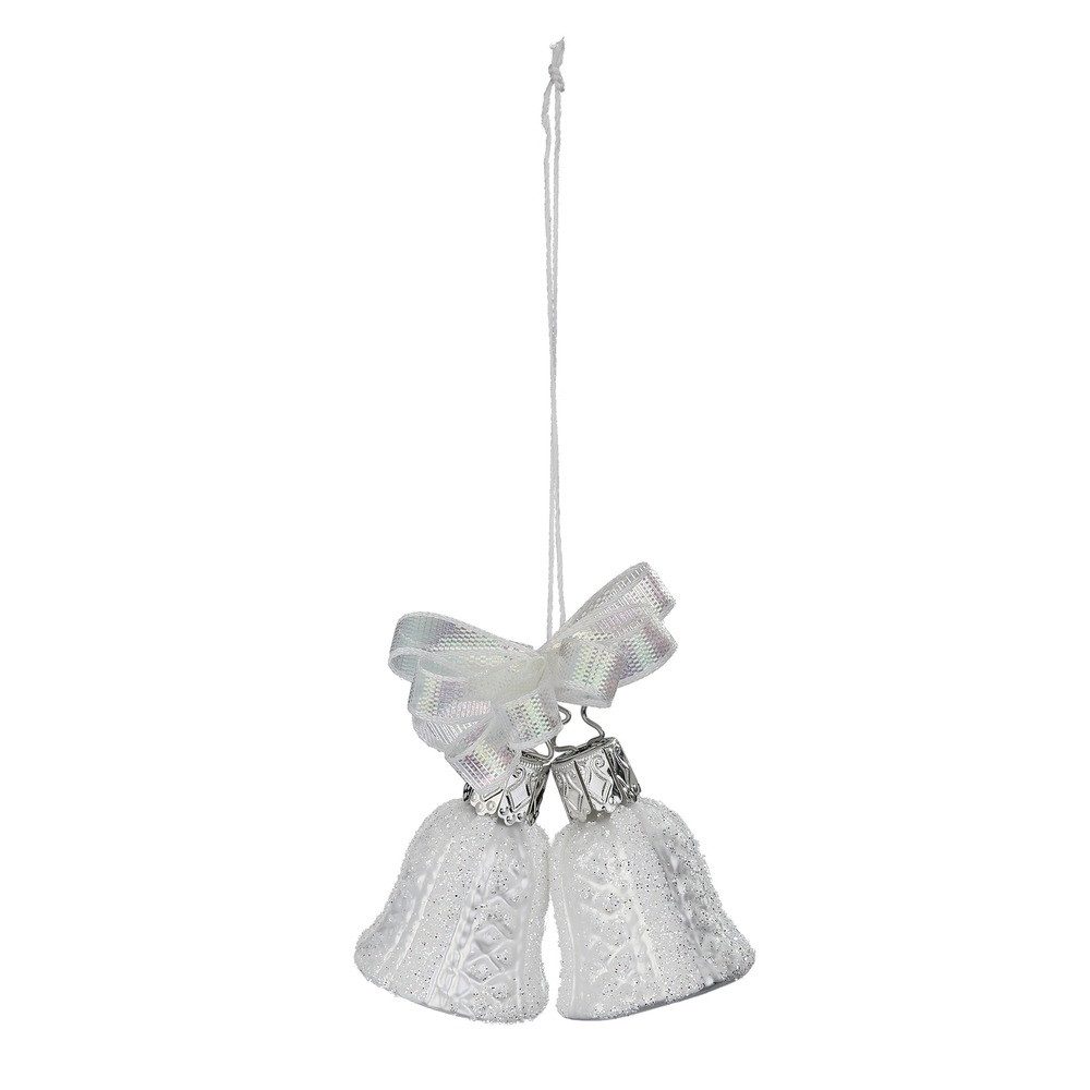 INGE-GLAS® Christbaumschmuck, Christbaumschmuck Glas Mini Hochzeitsglocken 4,5cm Weiß 1 Paar