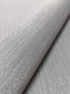 Newroom Vliestapete, Grau Tapete Uni Leicht Glänzend - Unitapete Silber Modern Einfarbig Struktur für Wohnzimmer Schlafzimmer Küche