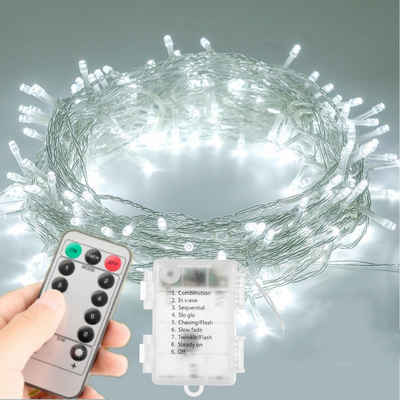 LETGOSPT LED-Lichterkette 50 - 200LEDs, mit Timer, Fernbedienung, 8 Modi, mit Timer Batterienbetrieben, Micro Lichterkette, A++