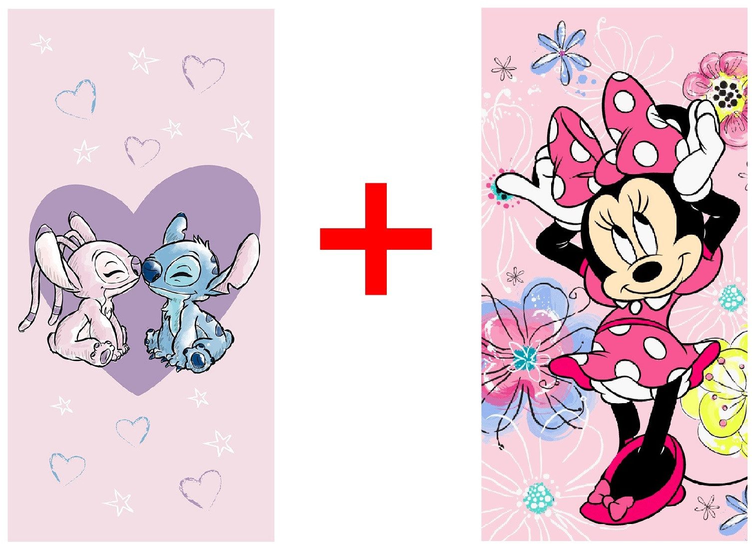 Disney Strandtücher Disney Lilo und Stitch + Minnie Maus Alien Handtuch 70x140 cm, Frottee (2-St)