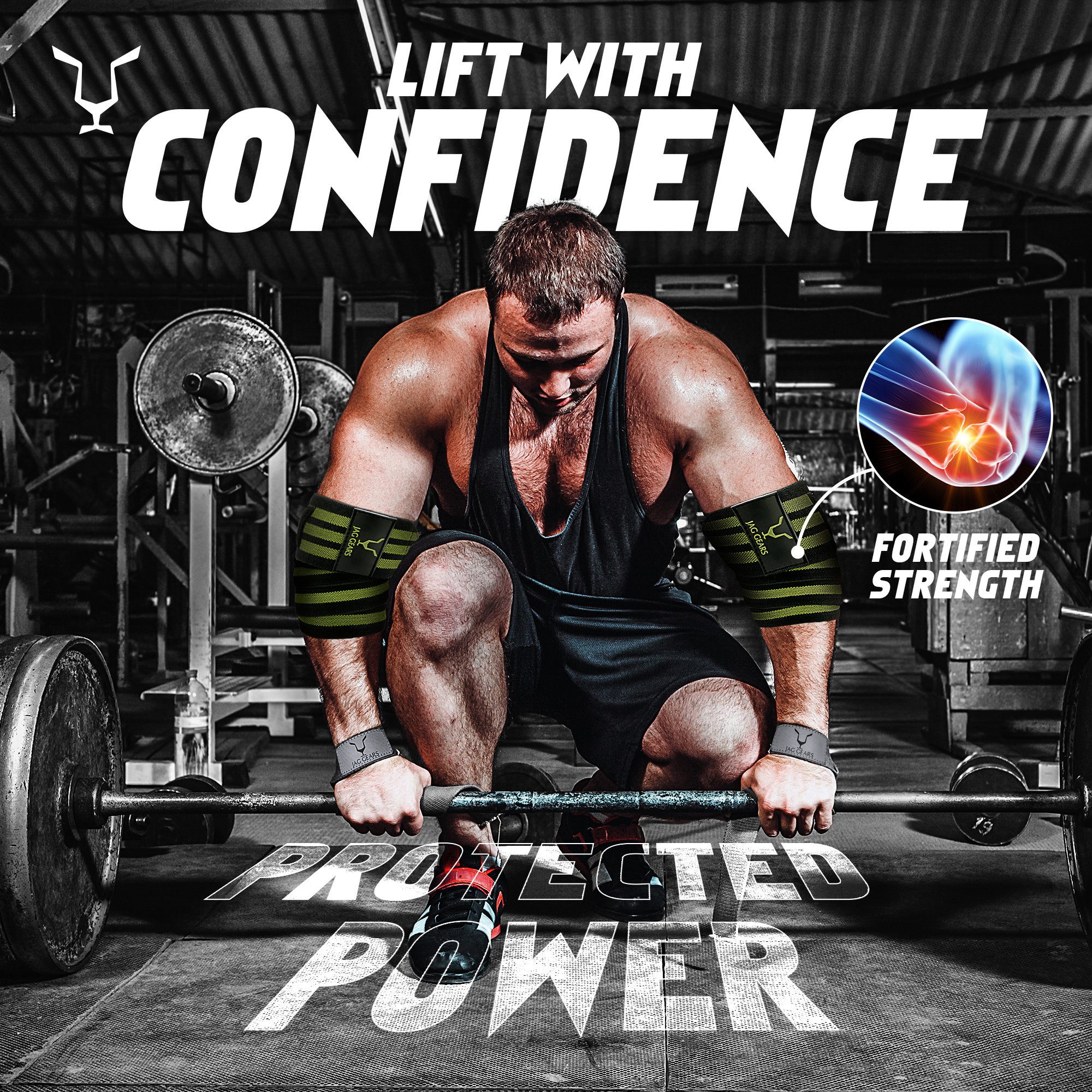 JAG GEARS Ellenbogenschutz Ellenbogenbandage, verstellbare Riemen zum Gewichtheben (pair), Mehrzwecksport, Kreuzheben, Klimmzüge, Fitnessbandage