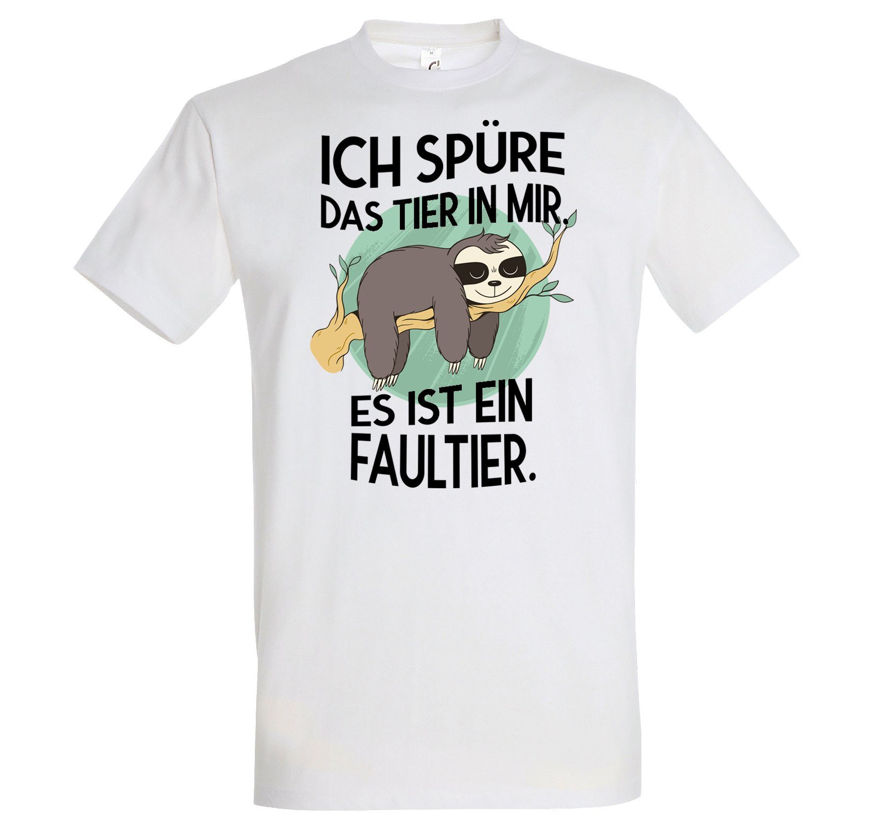Youth Designz T-Shirt Das Tier mir Herren Weiß in lustigem Frontprint Faultier T-Shirt mit