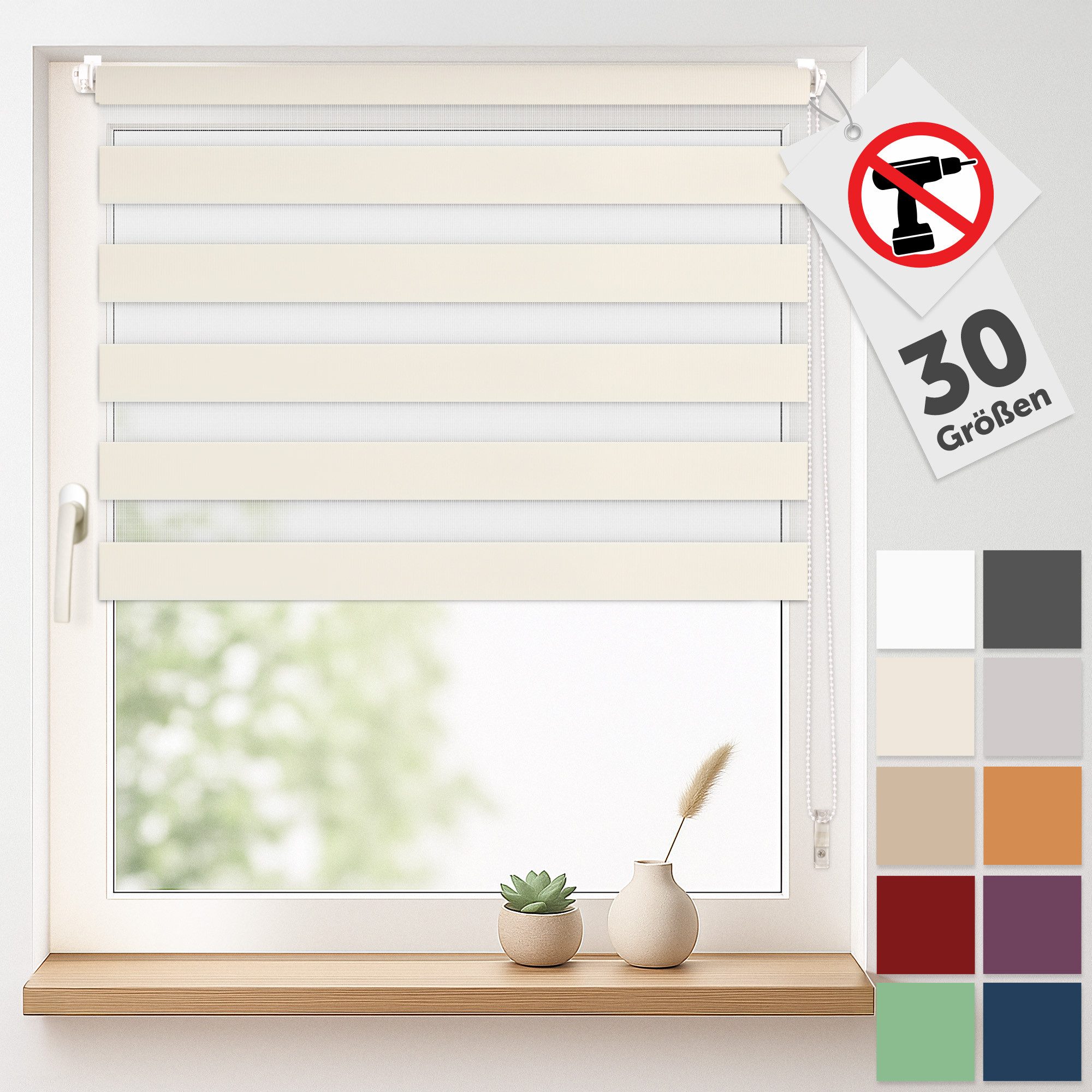 Doppelrollo Doppelrollo Klemmfix ohne Bohren, Blumtal, Klemmfix, individuell einstellbare Rollos