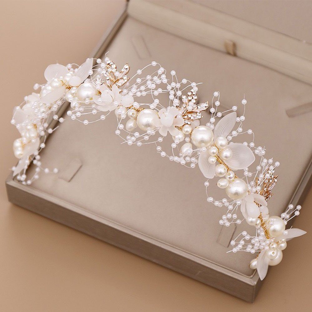 AUzzO~ Diadem Kopfbedeckungen Braut Haarschmuck Perlen Haarbänder Damenschmuck (1 Stück), Brautpaar