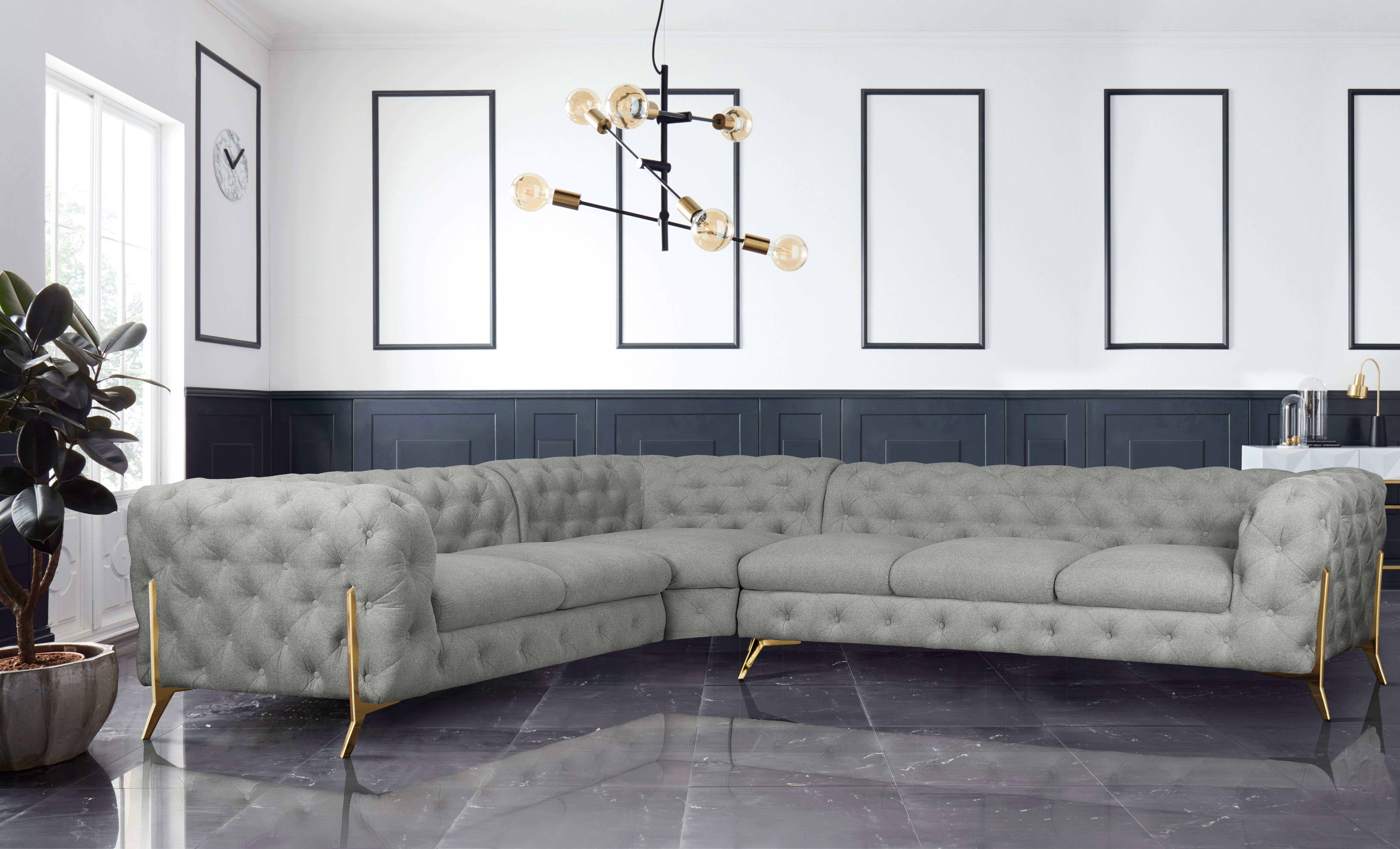 Leonique Chesterfield-Sofa Amaury L-Form, großes Ecksofa, günstig online kaufen