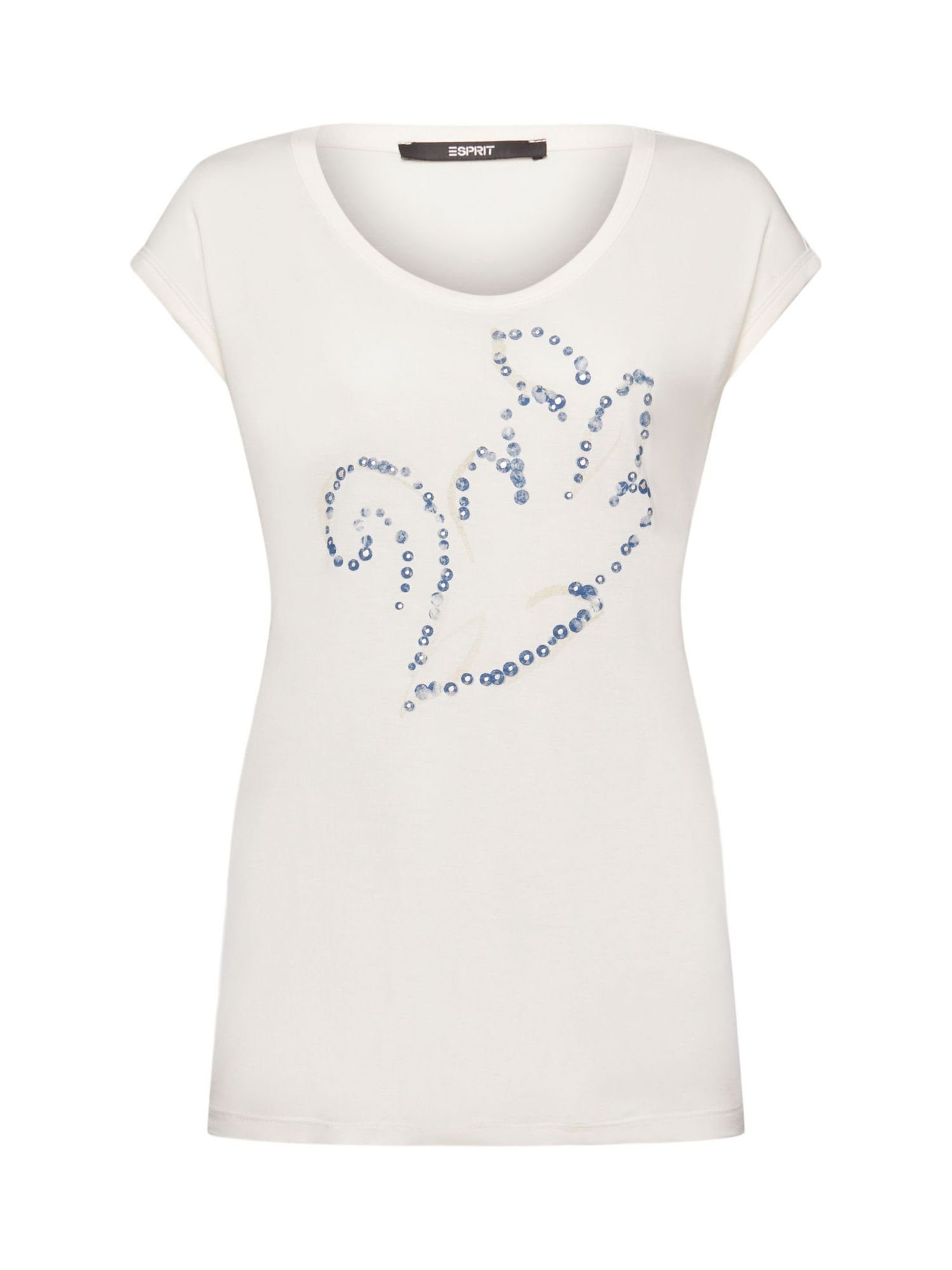 Esprit Collection (1-tlg) ECOVERO™ T-Shirt LENZING™ ICE T-Shirt mit Paillettendetails