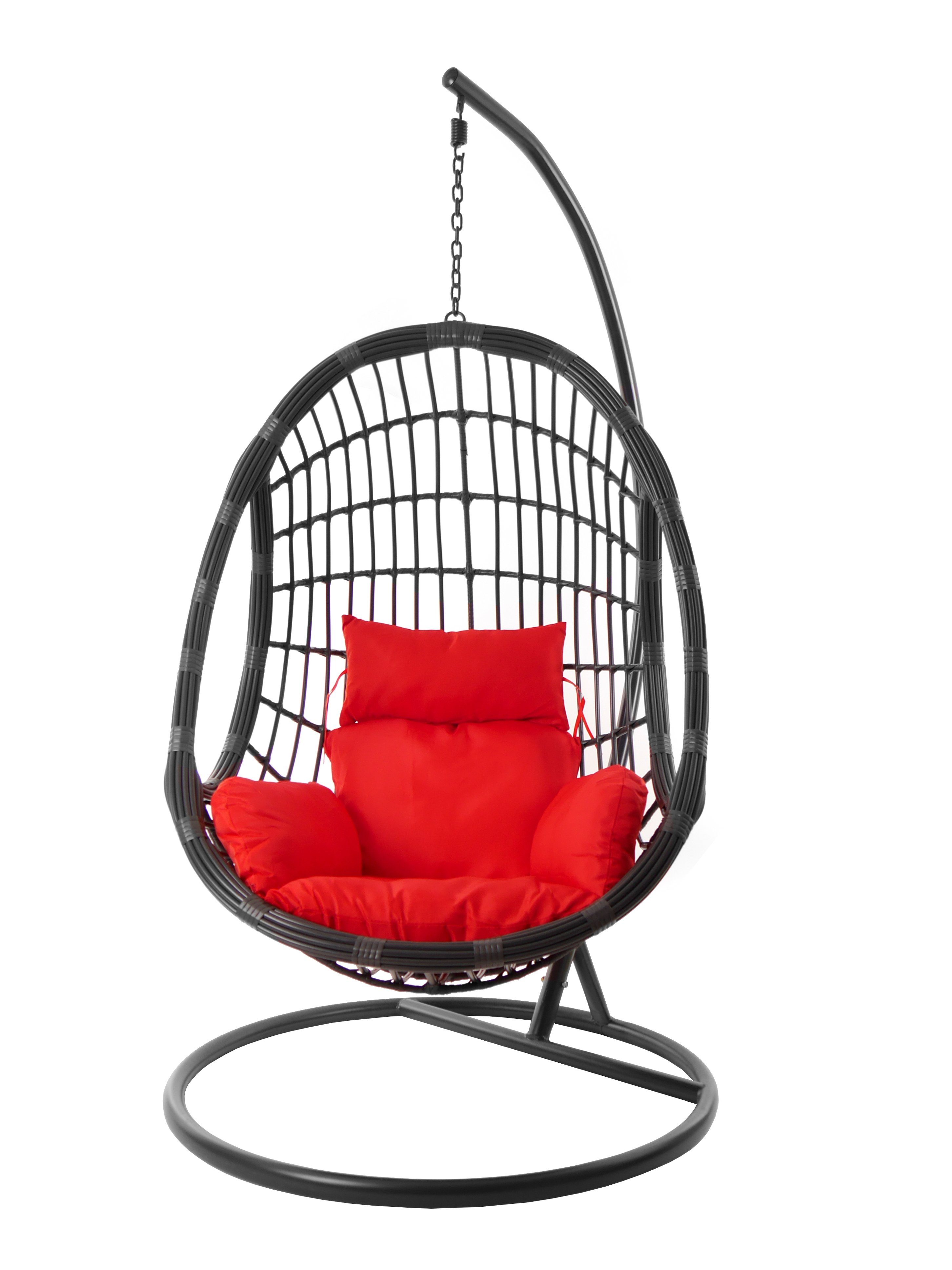 Hängesessel grau, PALMANOVA Gestell Hängesessel scarlet) Loungemöbel KIDEO grau, rot und in Nest-Kissen (3050 Kissen, Hängestuhl moderne farbige mit