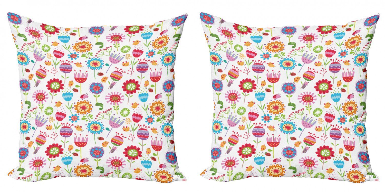 Garten-Blumen (2 Accent Stück), Abakuhaus Kissenbezüge Verspielt Blume Modern Digitaldruck, Doppelseitiger