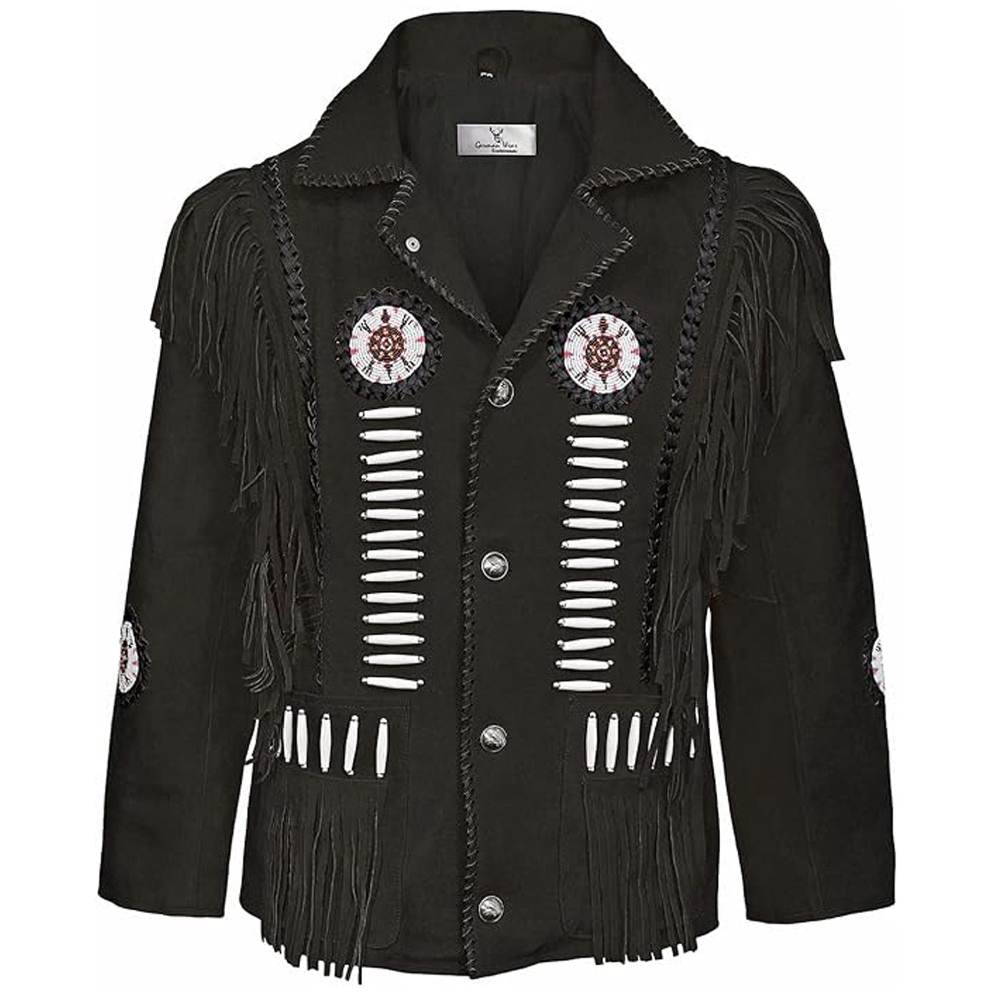 German Wear Trachtenjacke GW958J Herren Westernjacke Lange Reiter Jacke Western-Lederjacke