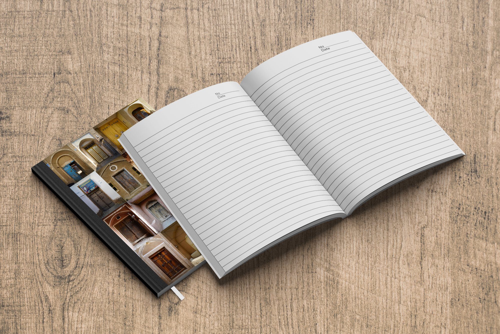 - - A5, 98 Notizheft, Journal, - Merkzettel, Tagebuch, Architektur Notizbuch Collage MuchoWow Farbenfroh Haushaltsbuch - Seiten, Vintage, Türen