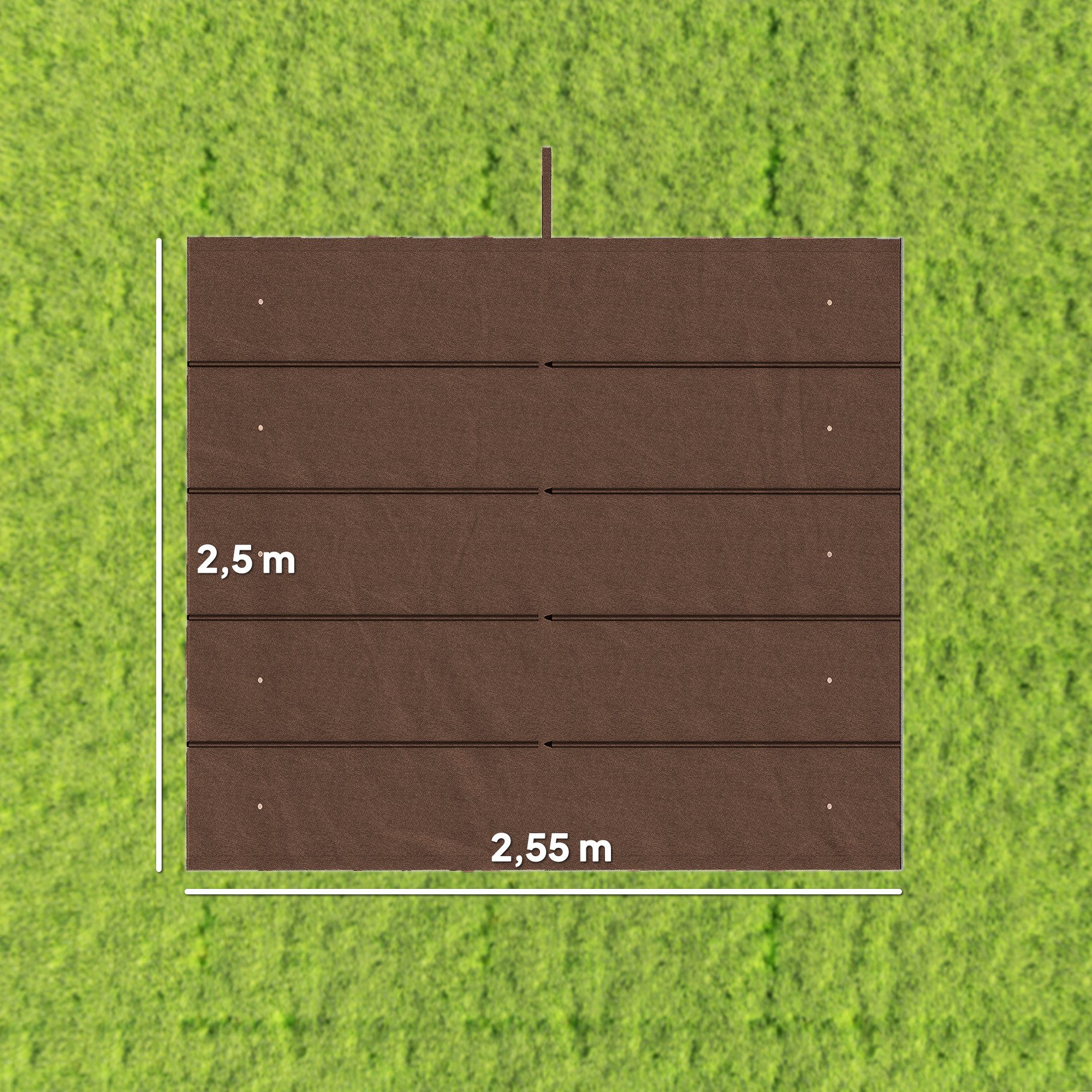 Outsunny Pavillon-Ersatzdach Welle Überdachung wasserdicht einziehbar mit Regenabflusslöchern, 180 g/m², 255.0 x 255.0 cm (einziehbar Welle Überdachung, Schattenabdeckung), für Garten, Terrasse, 250 x 255 cm Kaffee