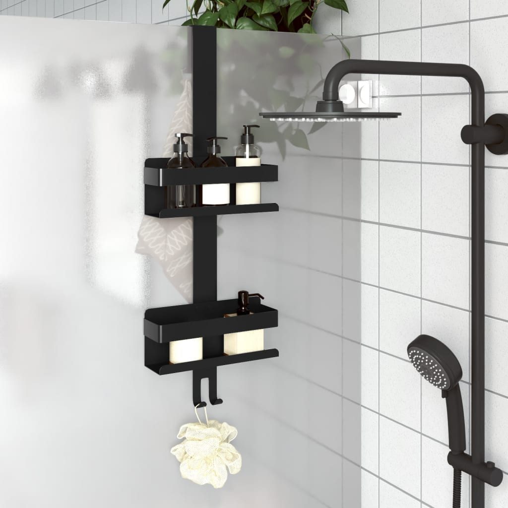 vidaXL Badregal NA Duschcaddy Hängend Mattschwarz Gebürsteter Edelstahl 304