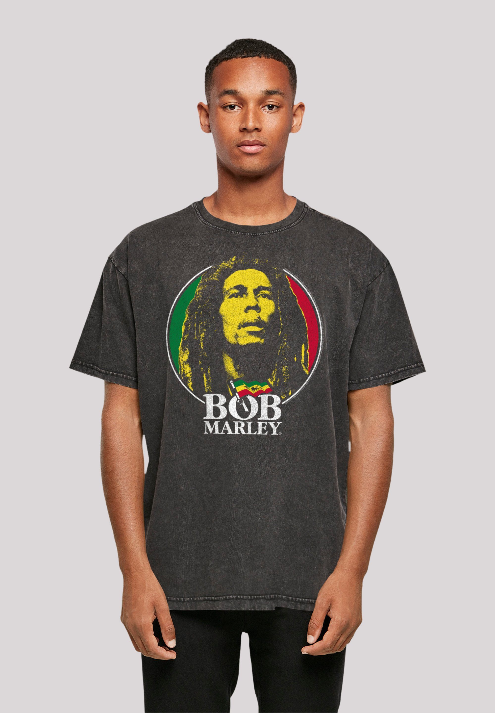 F4NT4STIC T-Shirt Bob Marley Logo Badge Reggae Music Premium Qualität, Musik, By Rock Off