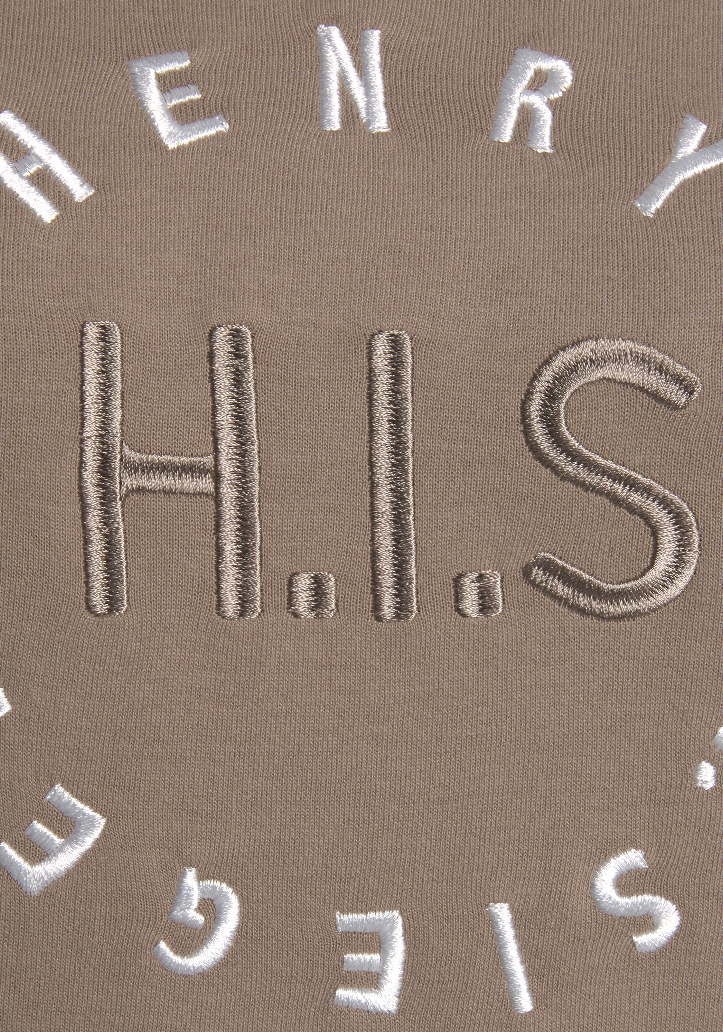 Logo mit camelfarben Sweatshirt Loungeanzug großer Stickerei, H.I.S