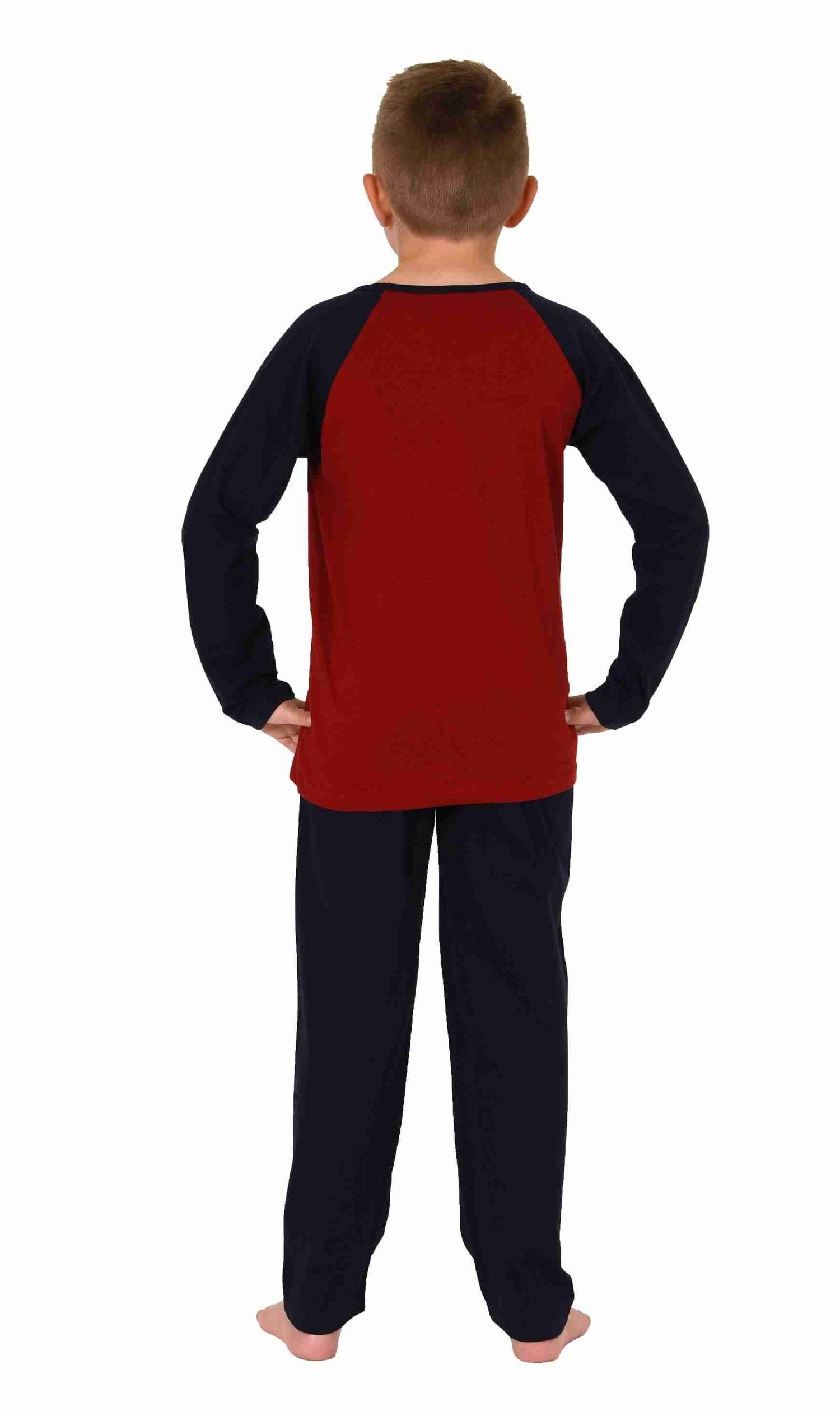 coolen Jungen Pyjama Basketball-Motiv rot Normann Schlafanzug mit langarm