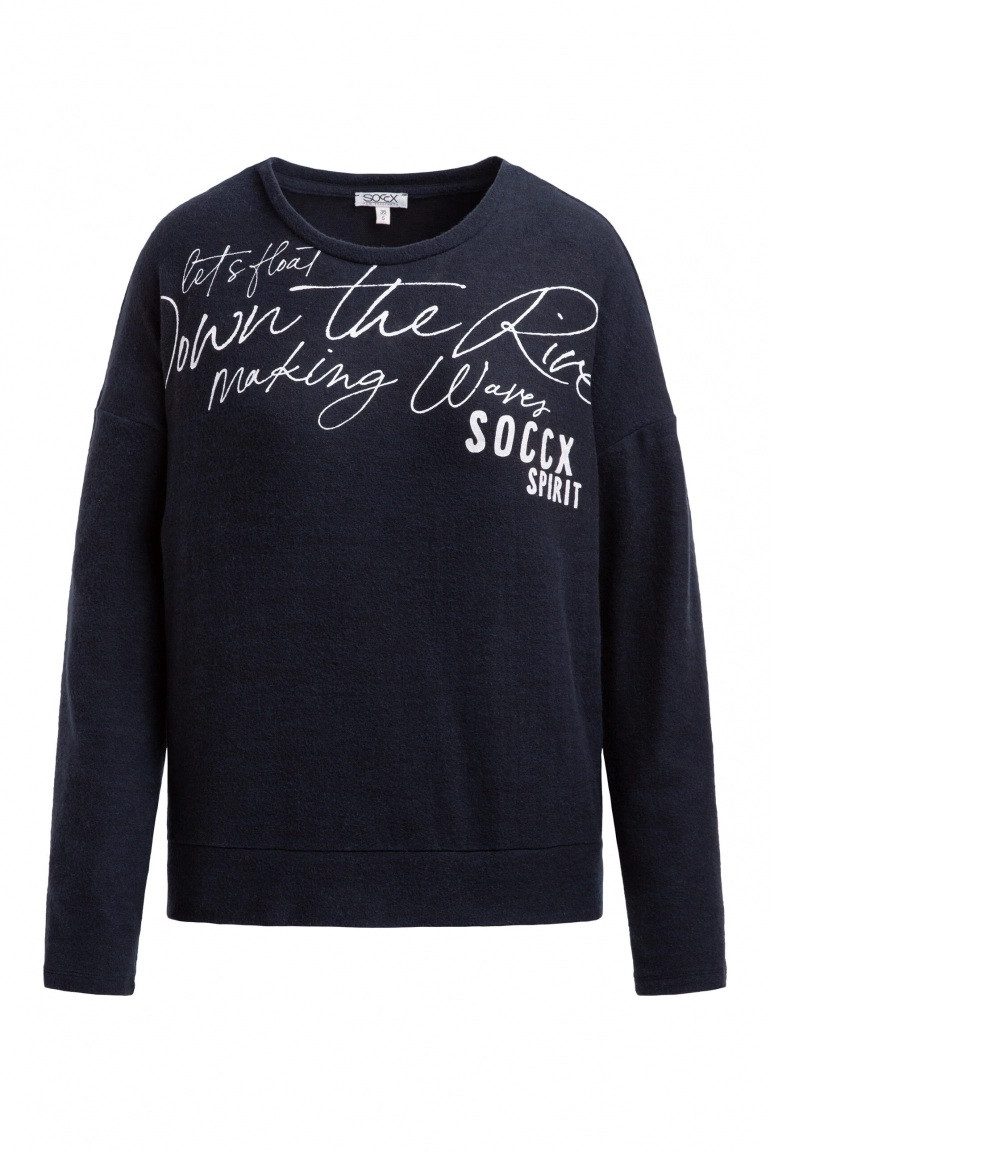 Rundhalspullover,Flauschpullover mit Wording Print