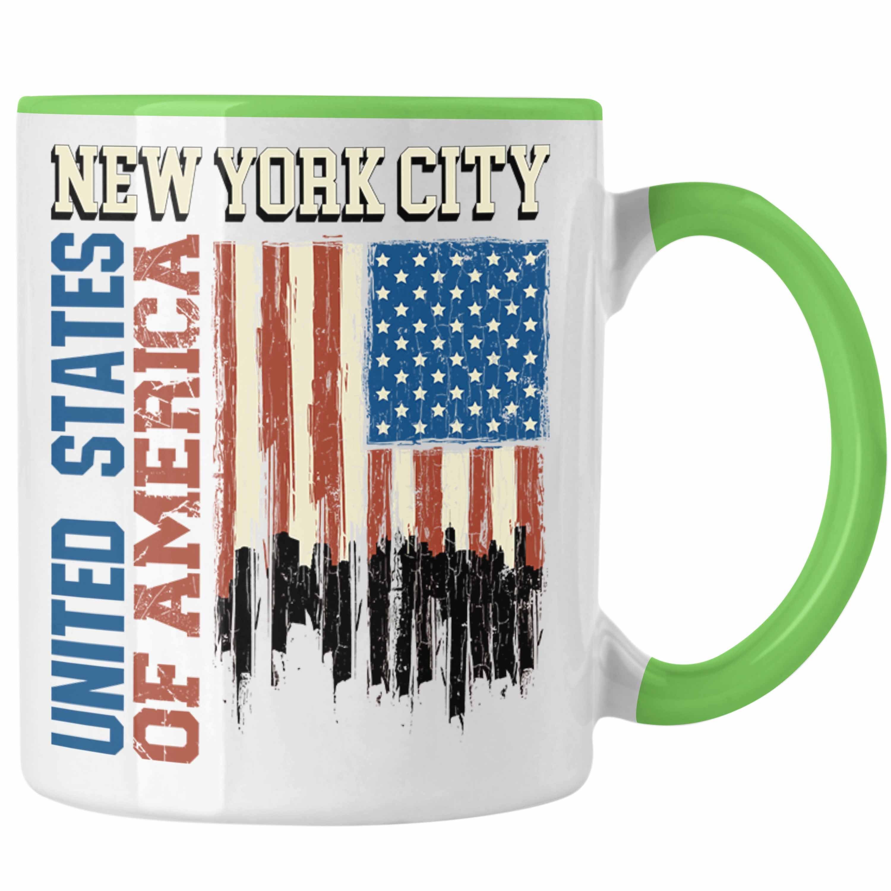 Trendation Tasse New York Tasse Urlaub Trip Überraschung USA Reise Geschenk America Grün