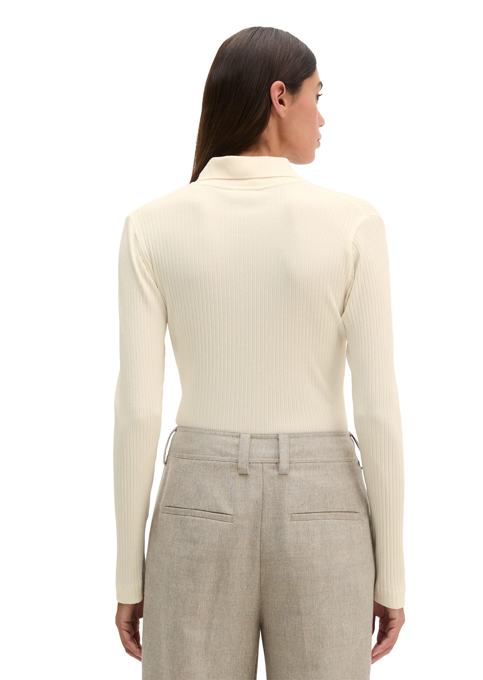 Marc O'Polo Langarm-Poloshirt aus Bio-Baumwoll-Modal-Stretch-Jersey
