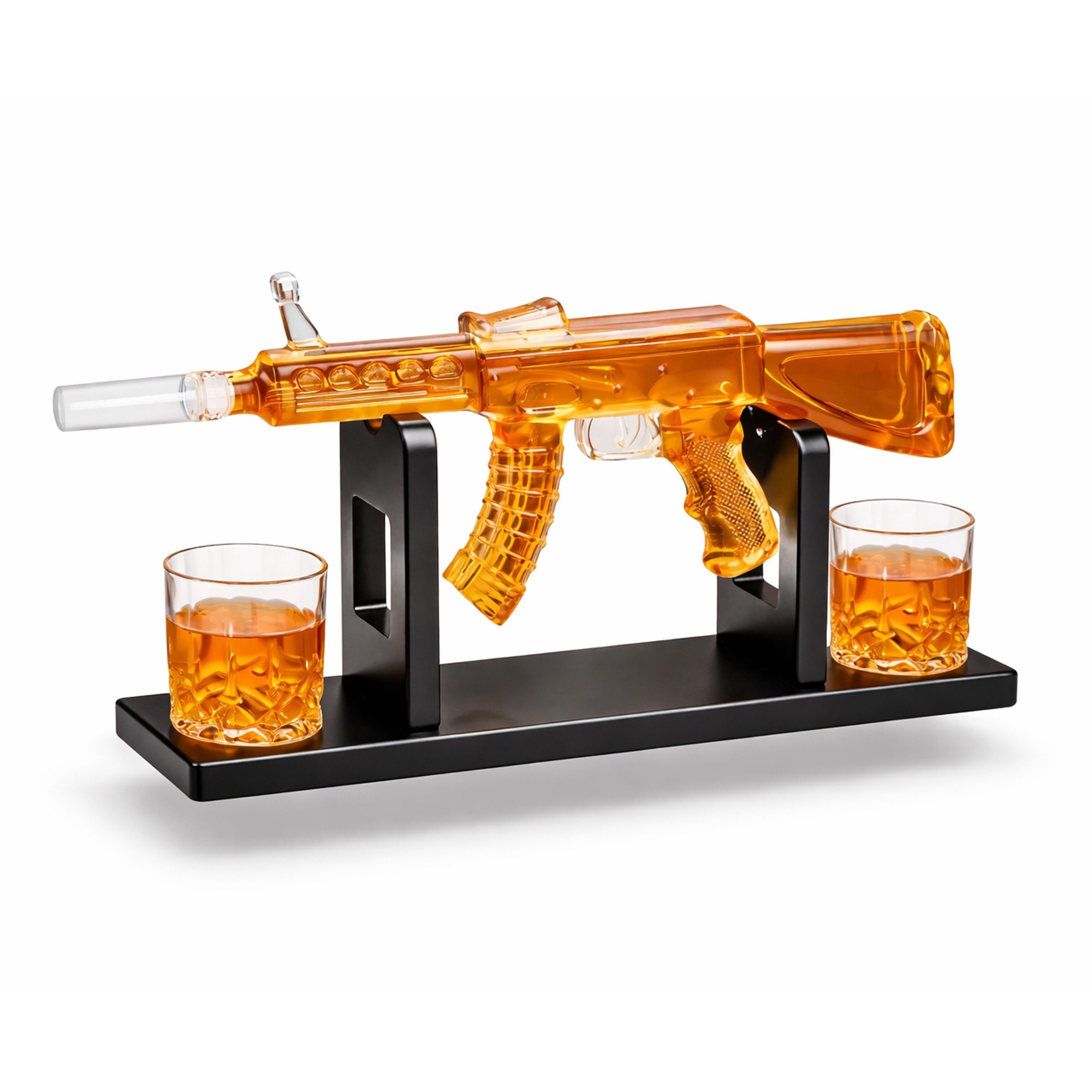Deggelbam Karaffe AK47 Dekanter Whiskey Maschinengewehr, (Vatertagsgeschenk, Weihnachtsgeschenk, Geburtstagsgeschenk, Männergeschenk, Geschenkidee), Handgefertigt - Luxus Geschenk für Männer & Whiskey-Liebhaber