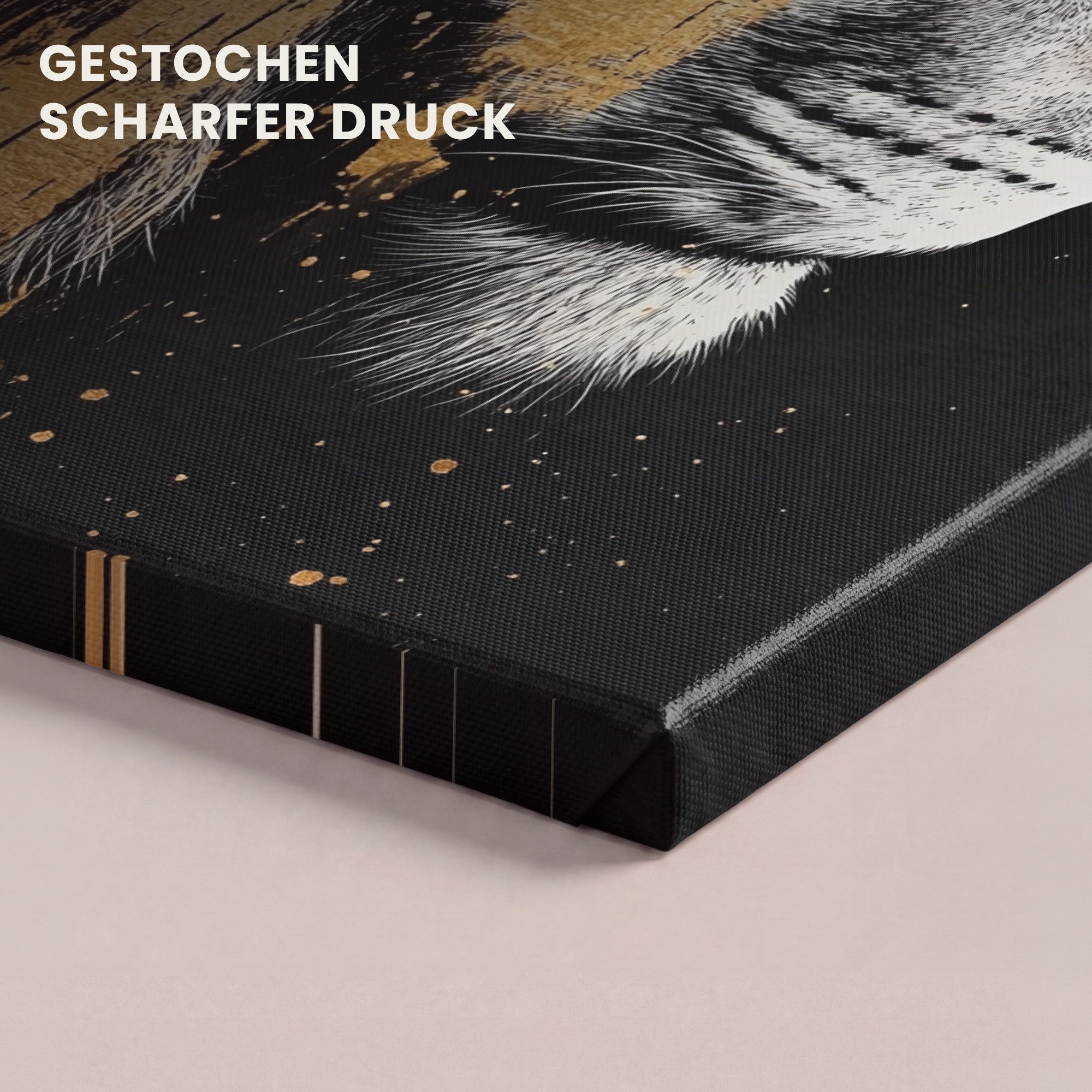OneMillionCanvasses® Leinwandbild Porträt - Löwe - Abstrakt - Gold, Fotodruck (1 St), Wandbild, Deko Schlafzimmer Wohnzimmer Flur 20x20 cm – Bild 3 von 5