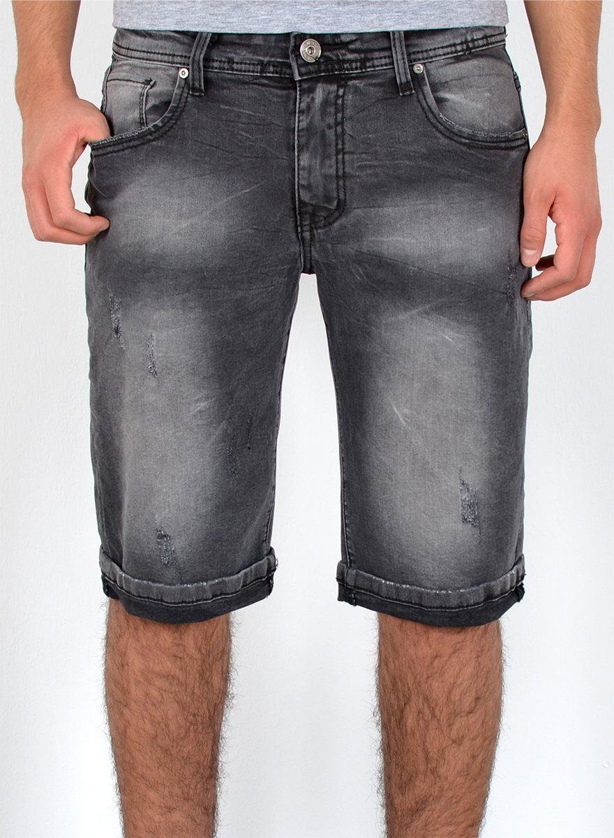 Jeanshose, mit Herren Stretch, mit Jeansshorts Comfort Herren Jeanshose Jeans Shorts A360 bis Herrren kurze Rissen Übergröße A371 Jeans Shorts Hose Jeans Capri Pocket, Jeansshorts kurze Capri 5 Jeans Größe, Destroyed Herren ESRA Herren Regular / Capri Schwarzgrau Herren Große Straight Hose Hose, Look, mit Herren Plussize