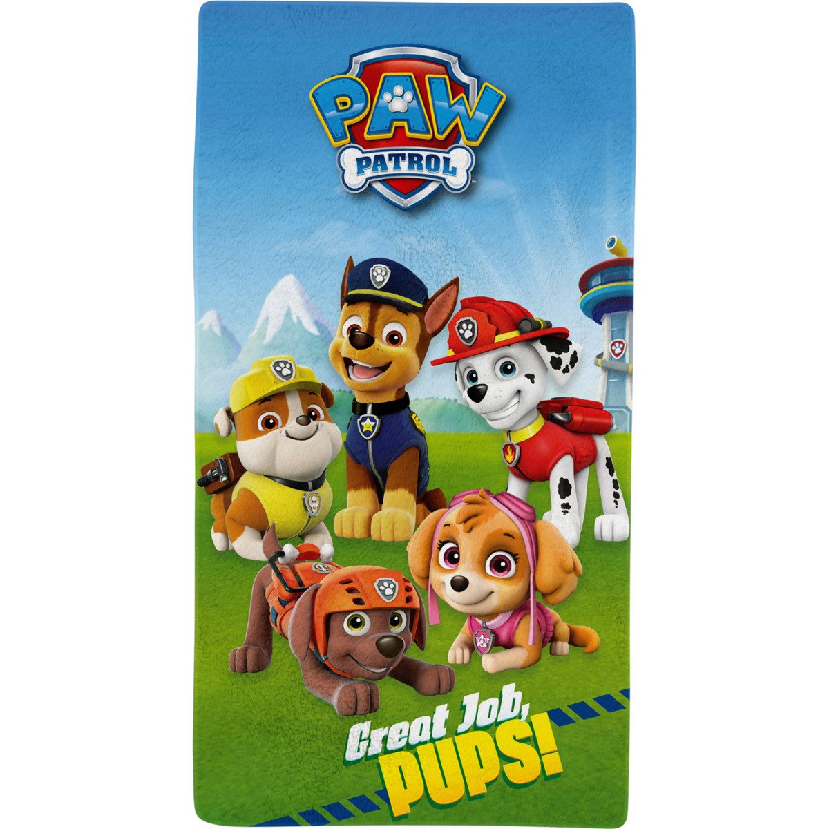 PAW PATROL Duschtuch Great Job, Pups Unisex Kinder, Frottee (1-St), Handtuch, Duschtuch, Badetuch, Strandtuch, Frotteehandtuch