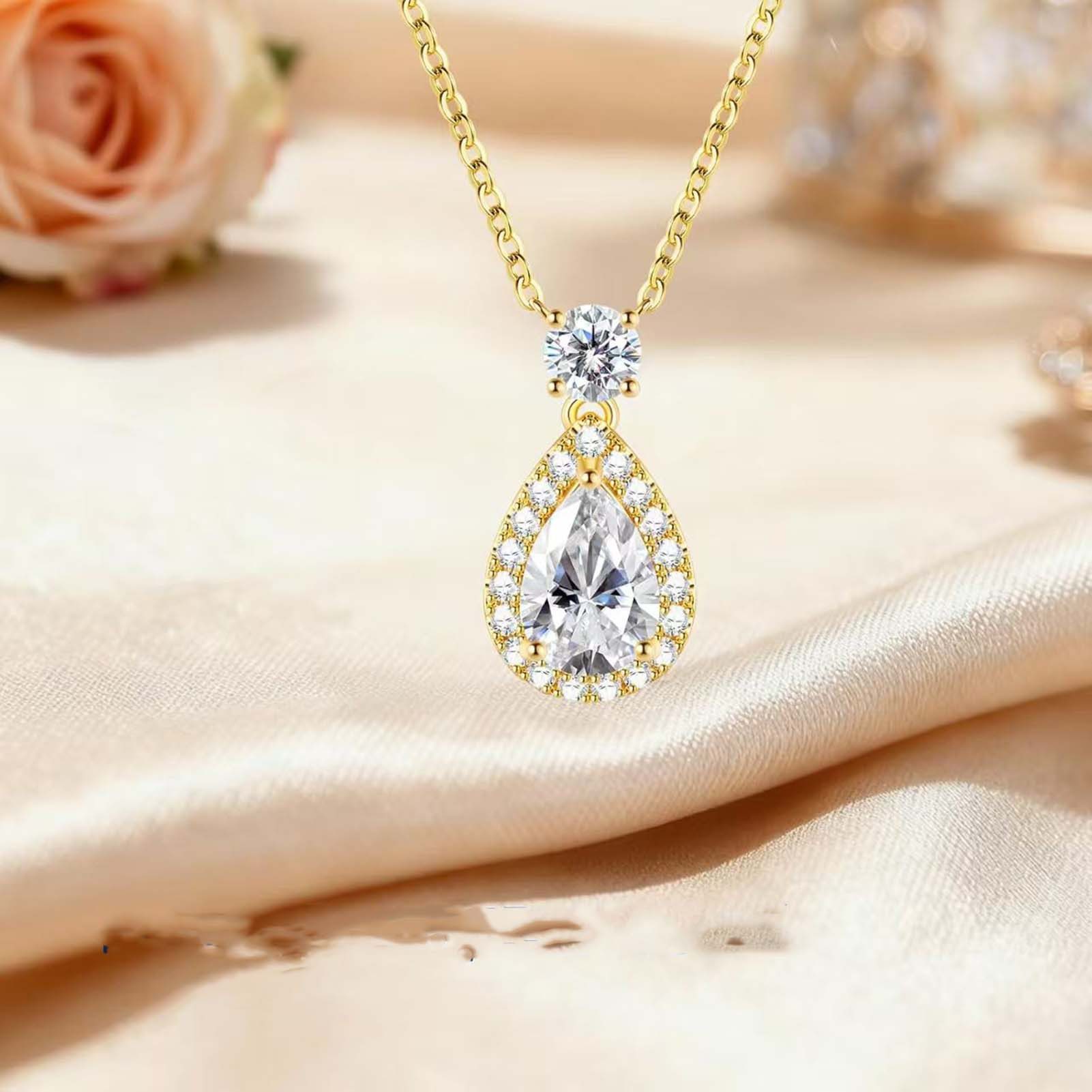 Kette mit Anhänger 1ct, D Vs1 2ex Halskette damen,Diamond,brautkleider damen