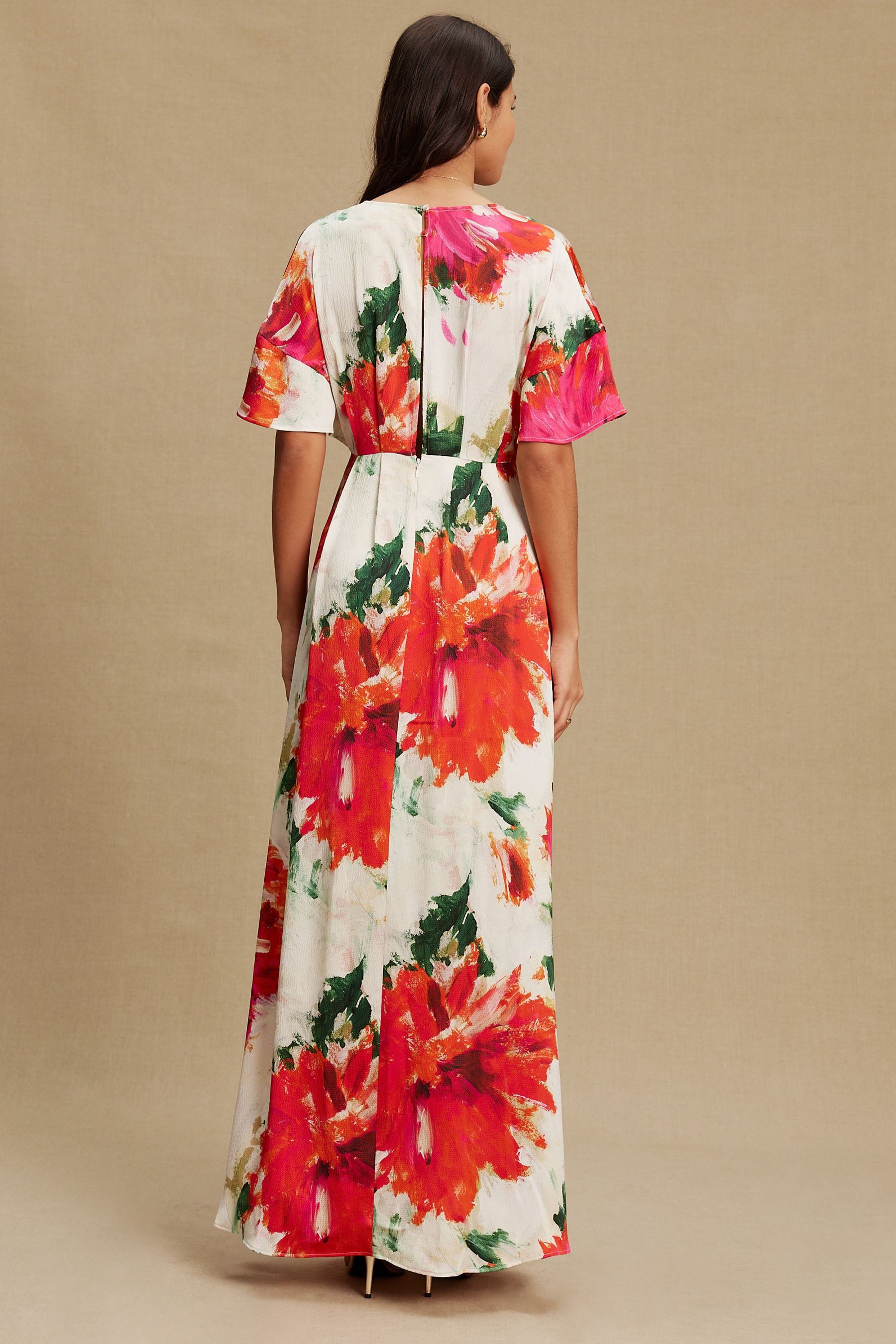 Next Satinkleid Festliches Kaftan-Maxikleid aus Struktur-Satin (1-tlg)