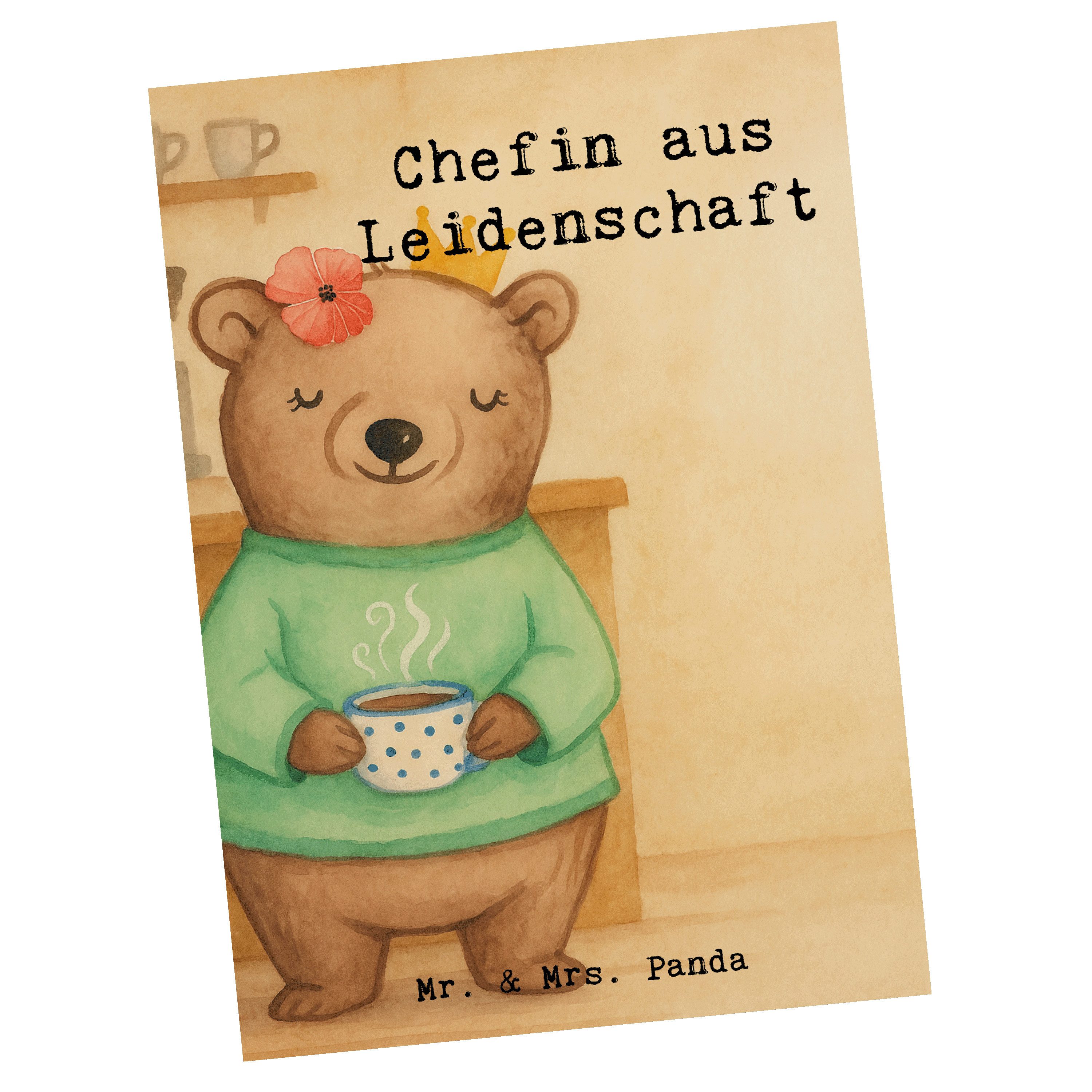 Mr. & Mrs. Panda Postkarte Chefin Leidenschaft Design, Postkarte, Weiß, Fotokarte, CEO, Führungs, Fotokarte Geschenk Spruch