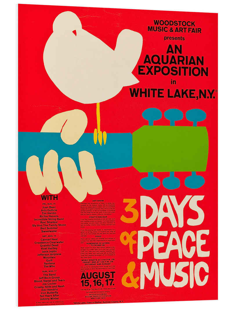 Posterlounge Forex-Bild Vintage Entertainment Collection, Woodstock Festival, Wohnzimmer Vintage Illustration