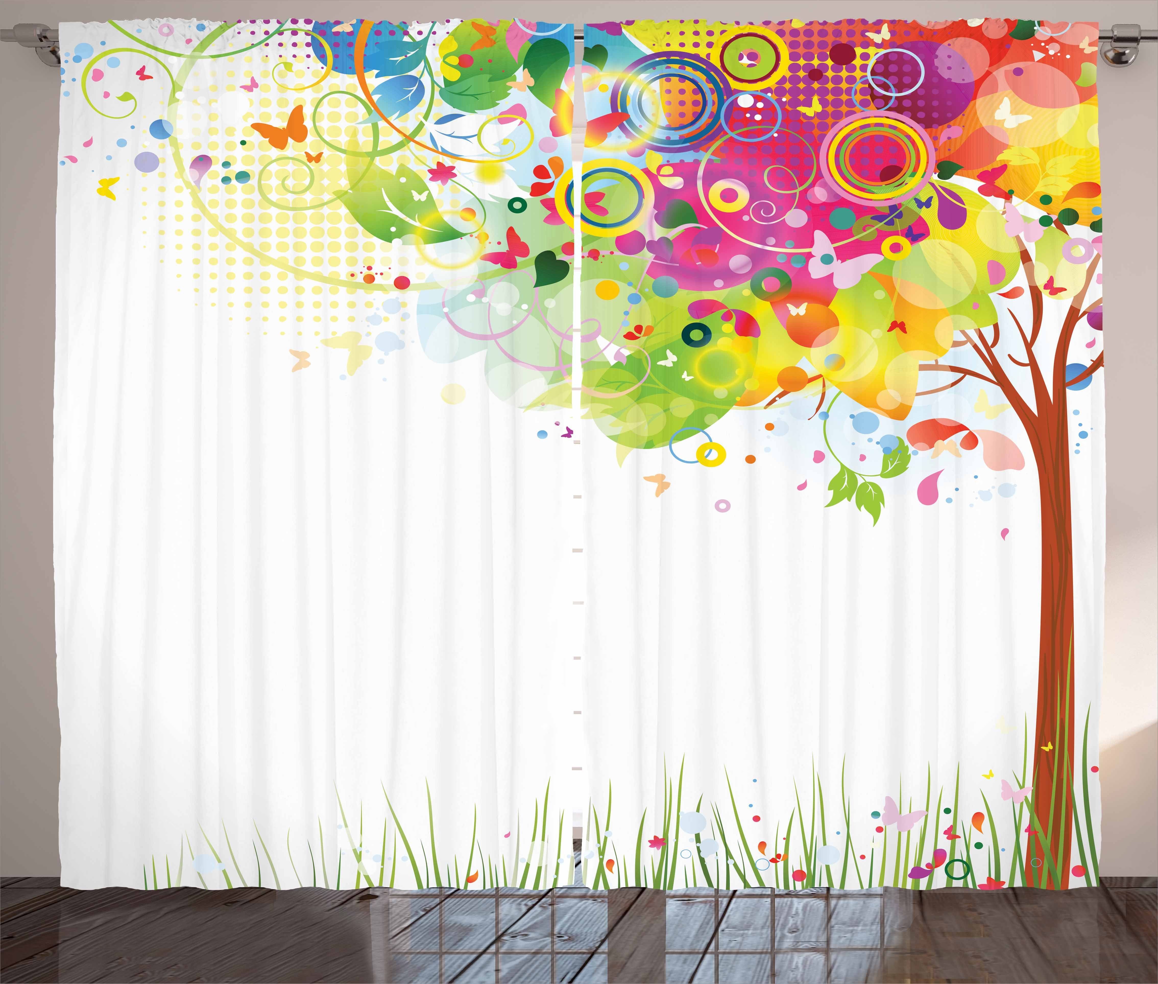 Gardine Schlafzimmer Kräuselband Vorhang mit Schlaufen und Haken, Abakuhaus, Kunst Farbe Bursting Baum des Lebens