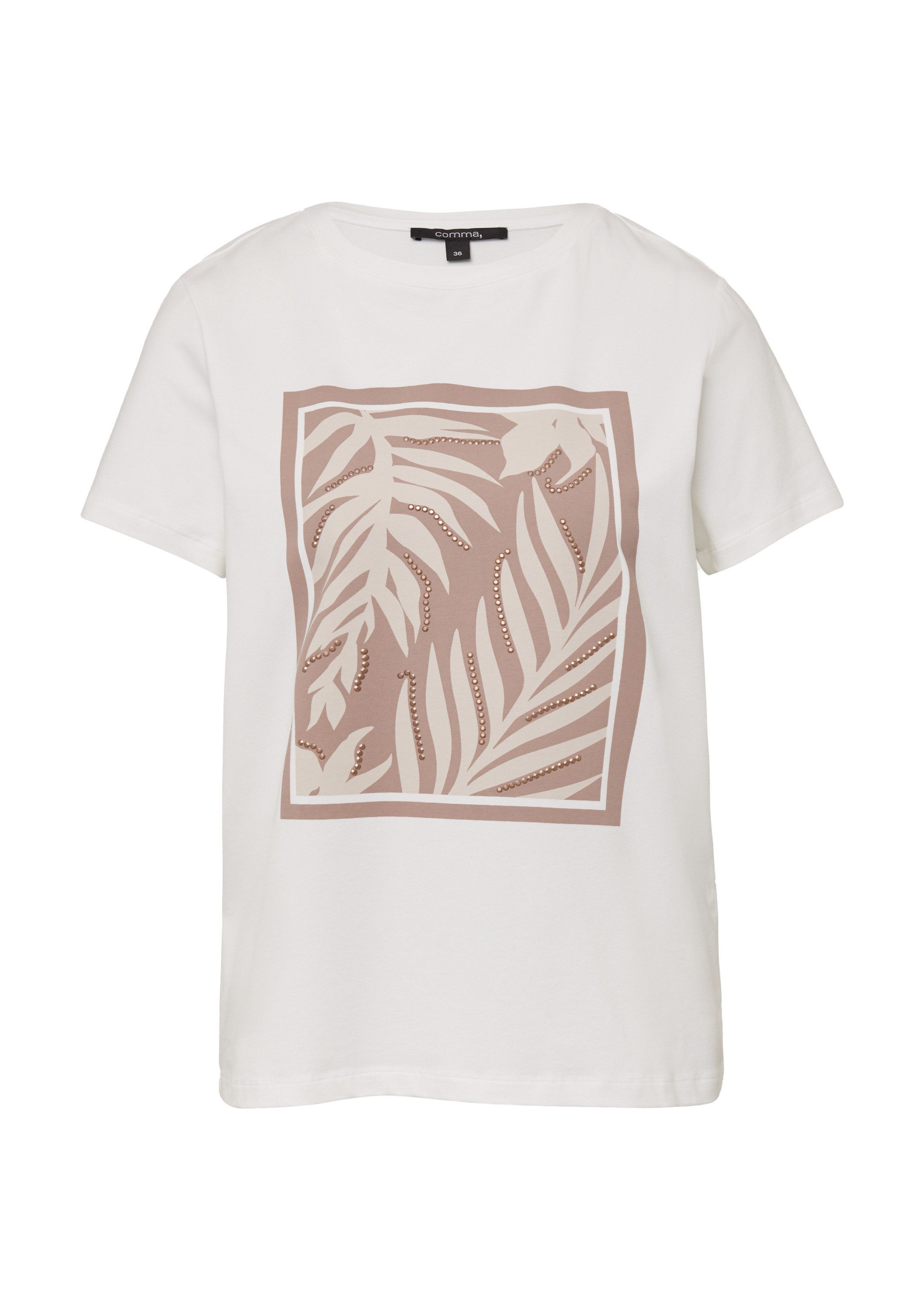 comma Kurzarmshirt T-Shirt T-Shirt aus Baumwollmix mit Schmucksteinen günstig online kaufen