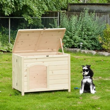 PawHut Hundehütte Tierhaus Faltbares Design, Natürliches Holz