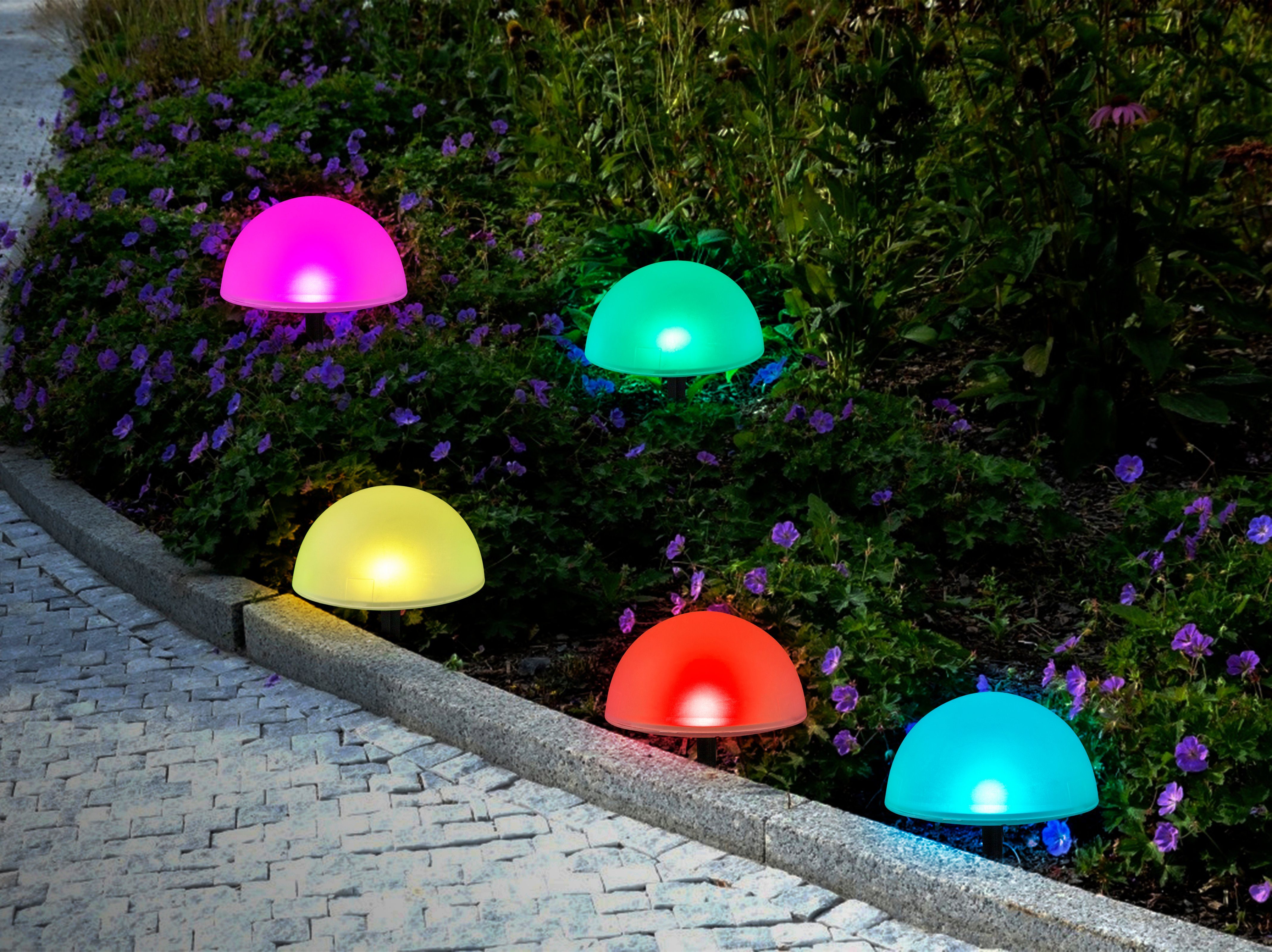 IC Gardenstyle LED Solarleuchte »5er Set Solar Halbkugel  Bodenlichterkette«, bunt mit Farbwechsel, mit separatem Solarpanel, moderne  Gartenleuchte