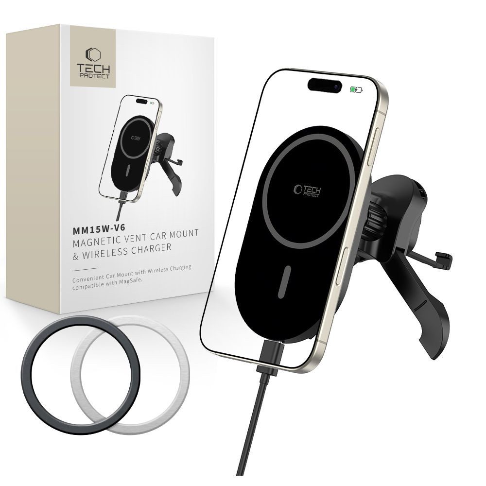 TECH PROTECT Handy-Halterung Magnethalterung Lüftungshalterung Autohalterung, (Spar-Set, 1-tlg., MagSafe-Magnet, 360° drehbar, Lüftungsclip)