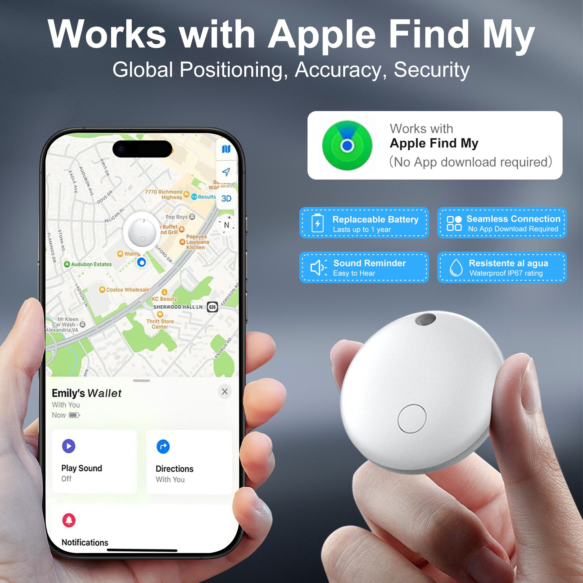 ibettertec Air Tag -4 Pack,Bluetooth-Tracker Kinder kompatibel mit Apple Wo ist?  Bluetooth-Tracker (Nur für iOS,Austauschbare Batterie,Wasserabweisend,Tracker für Katze)
