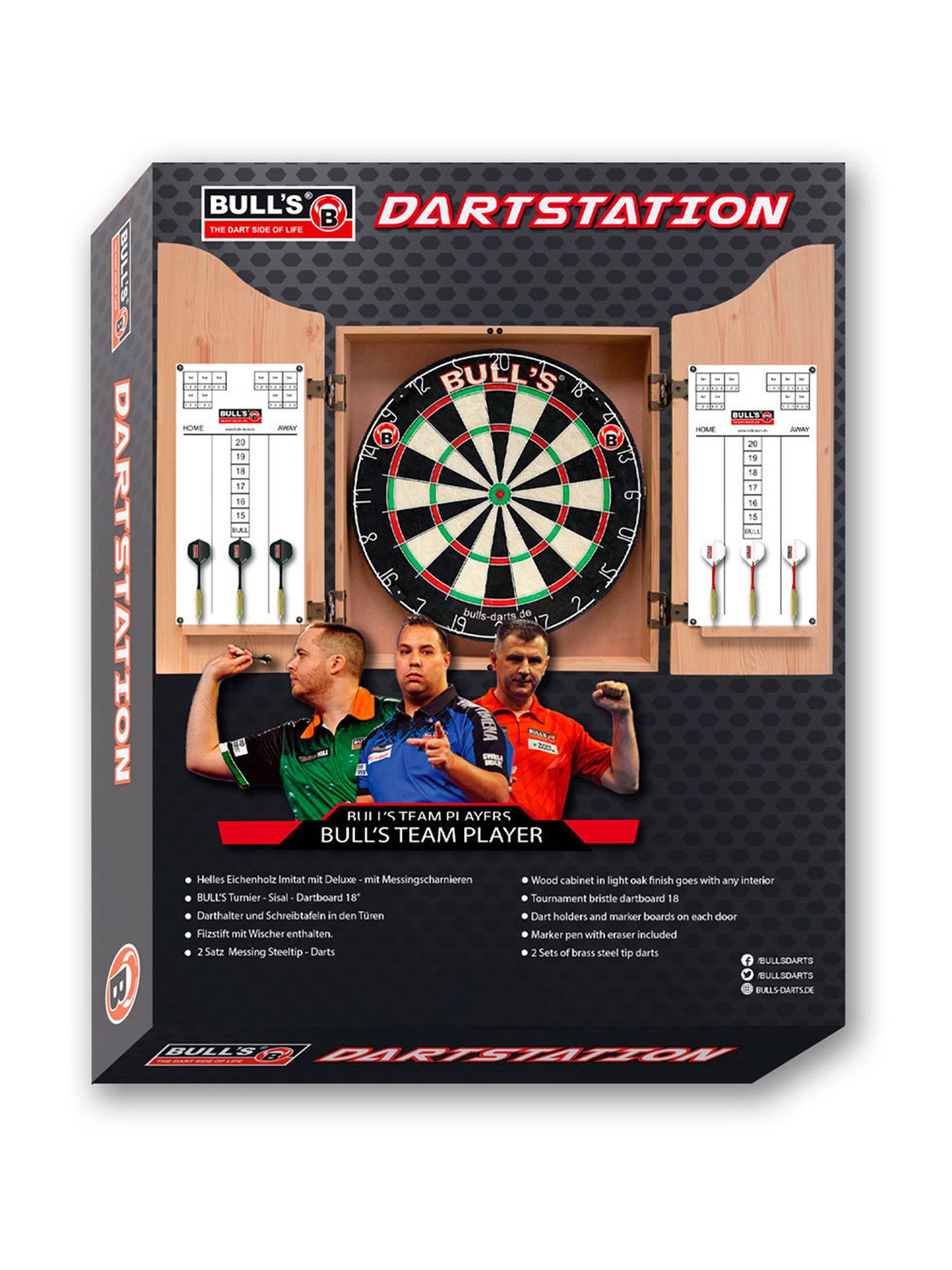 BULL'S Dart-Wandschutz Classic Dartstation Boardschutz Set inkl. Schreibtafel Wischer, unisex neutral