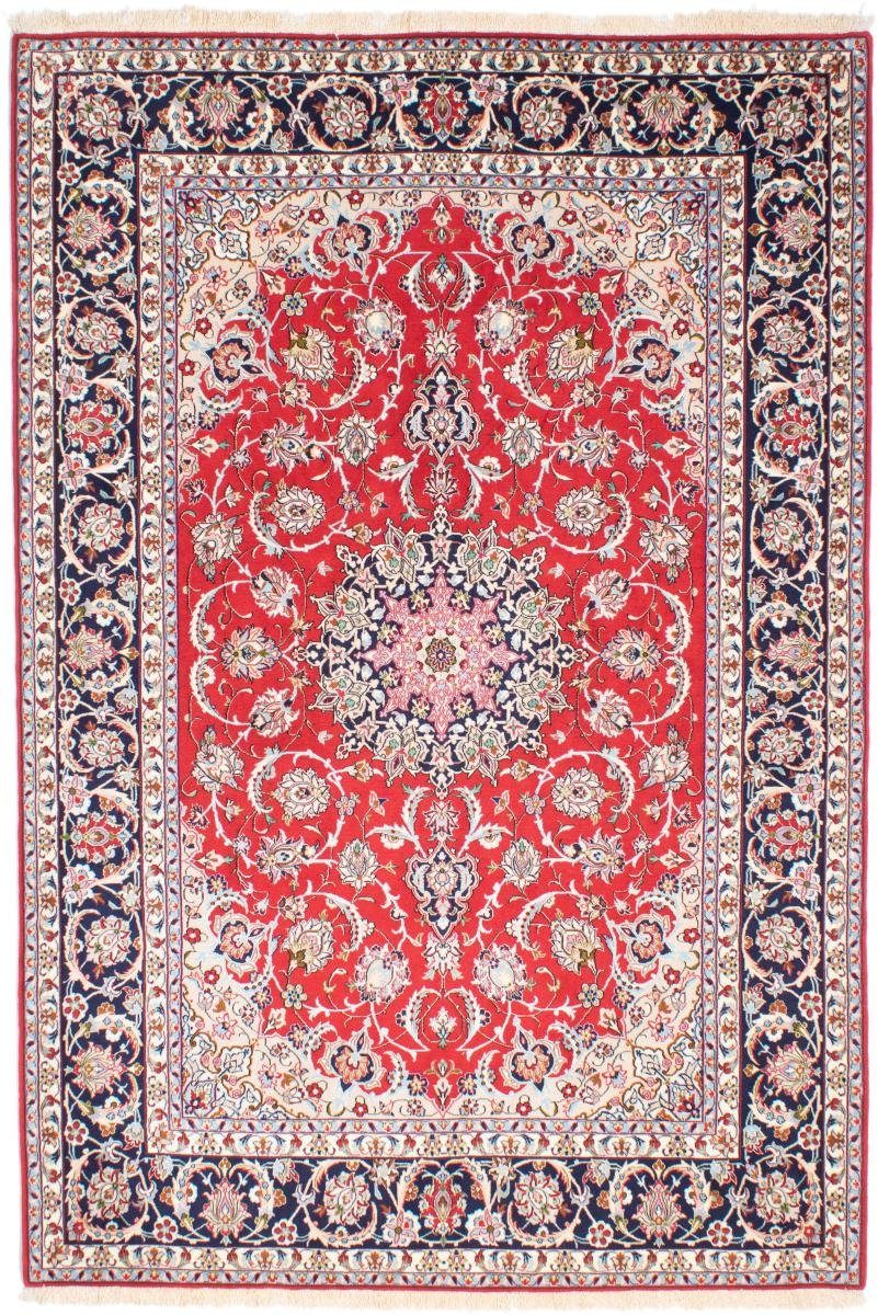 Orientteppich Isfahan Seidenkette 158x232 Handgeknüpfter Orientteppich, Nain Trading, rechteckig, Höhe: 6 mm | Kurzflor-Teppiche