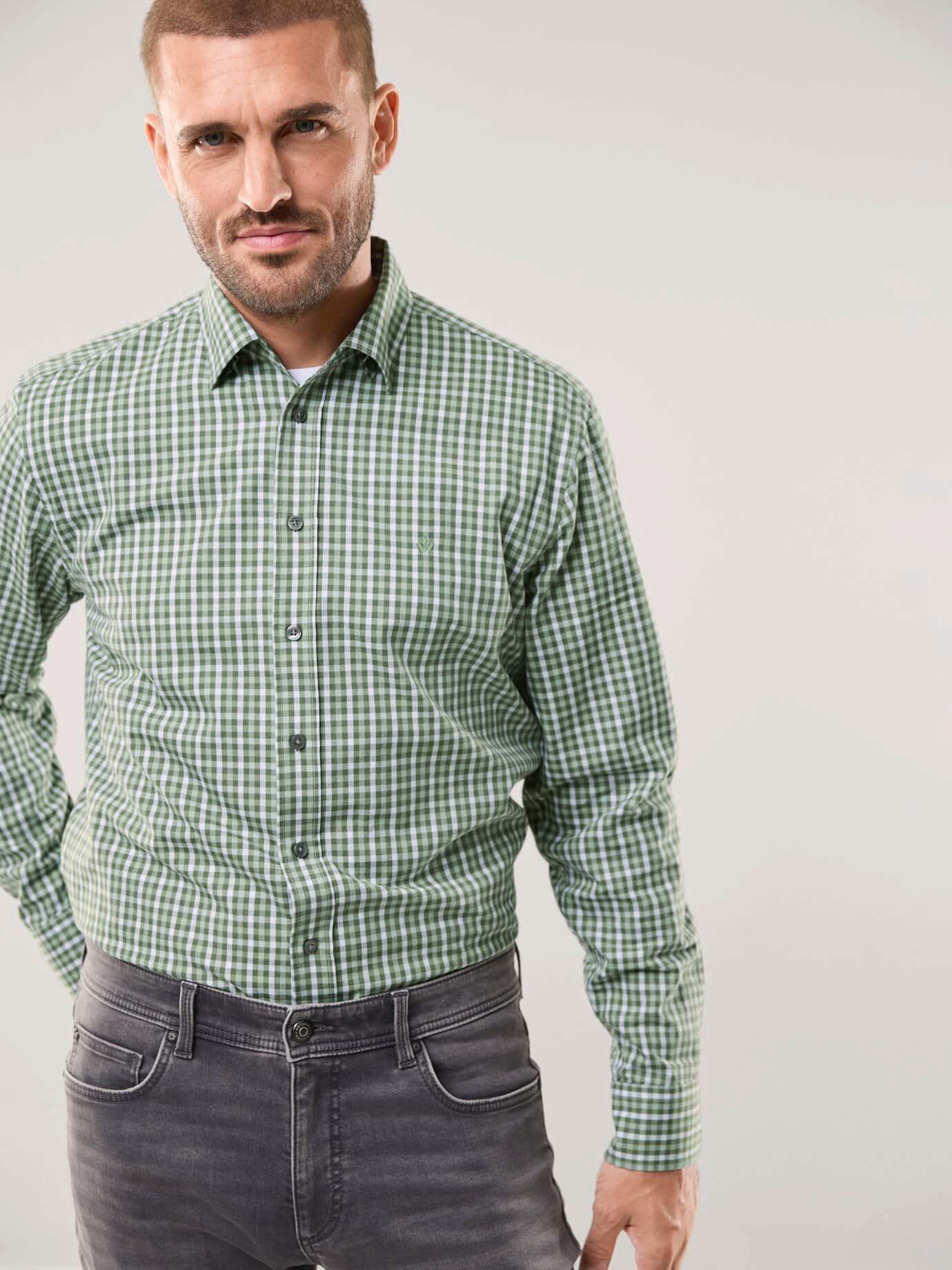 Walbusch Langarmhemd Herren Hemd aus Royal-Oxford Langarm Regular Fit Baumwolle Oxford-Hemd, feiner Royal-Oxford, Relaxkragen mit Buttondown