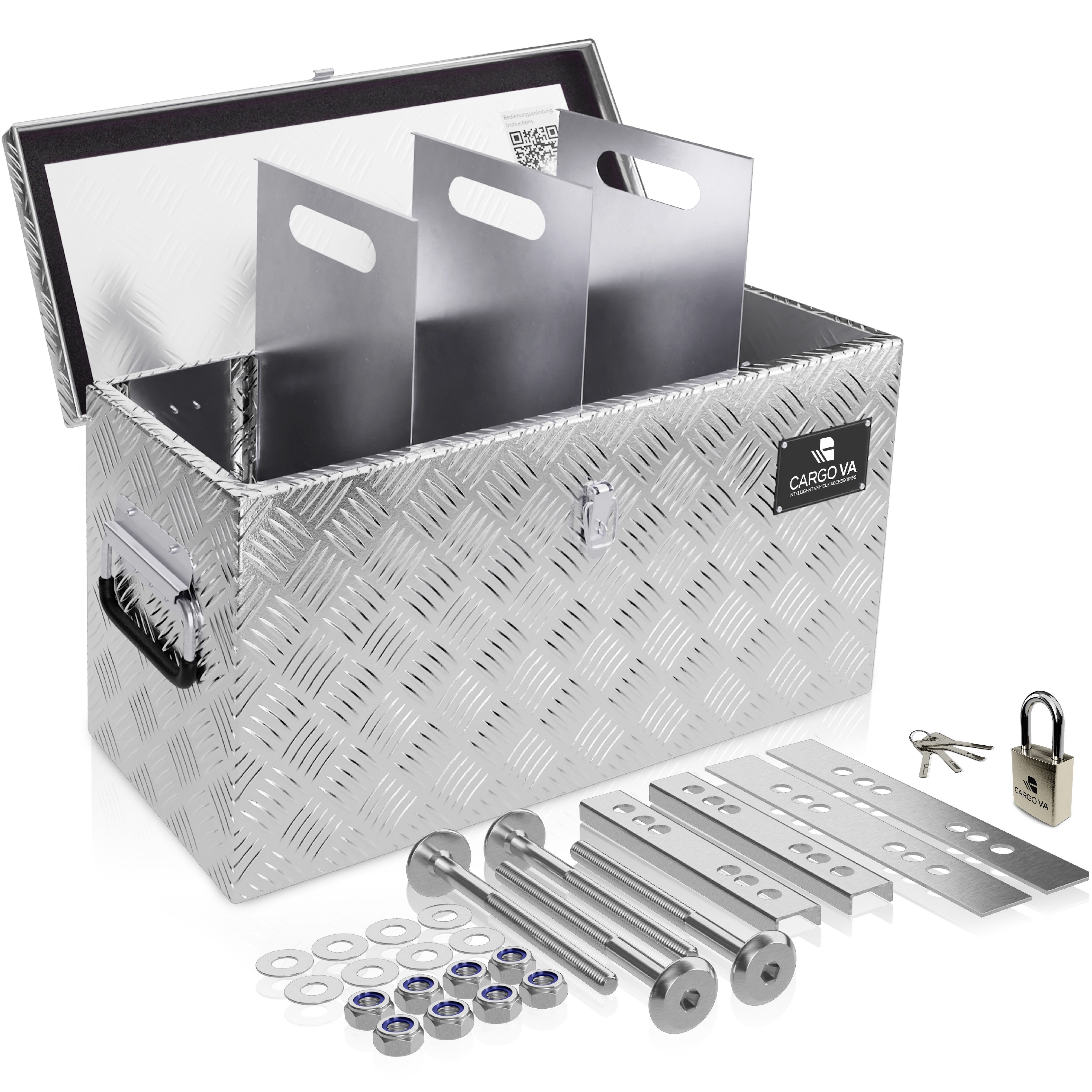 CargoVA® Anhänger-Deichselbox Wasserfeste Deichselbox – abschließbar, mit Befestigung, 50 bis 110cm, Wasserdicht, rostfrei, abschließbar, universelle Passform