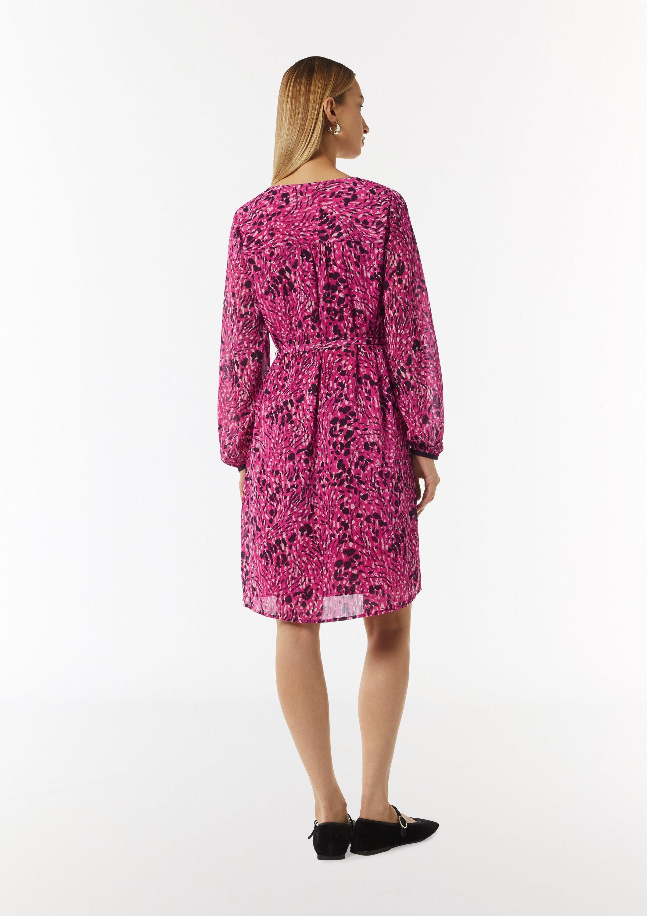 comma Minikleid Kleid Kleid mit All-over-Print und Bindegürtel