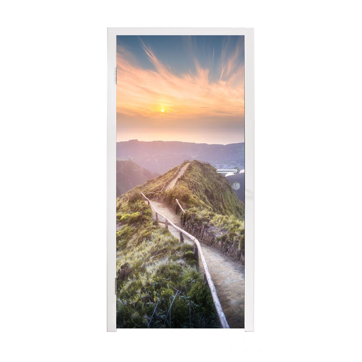 MuchoWow Türtapete Berge - Sonne - Natur, Matt, bedruckt, (1 St), Fototapete für Tür, Türaufkleber, 75x205 cm