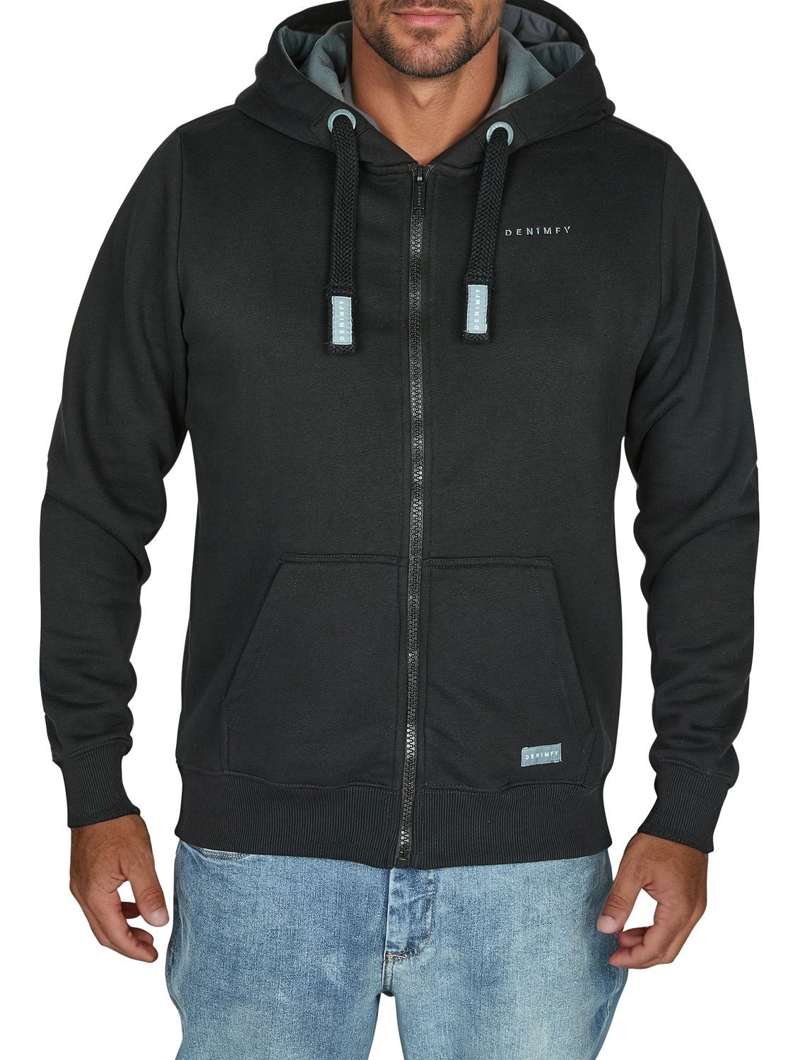 DENIMFY Kapuzensweatjacke Herren Sweatjacke DFLeo Regular Fit Hoodie mit Kängurutasche