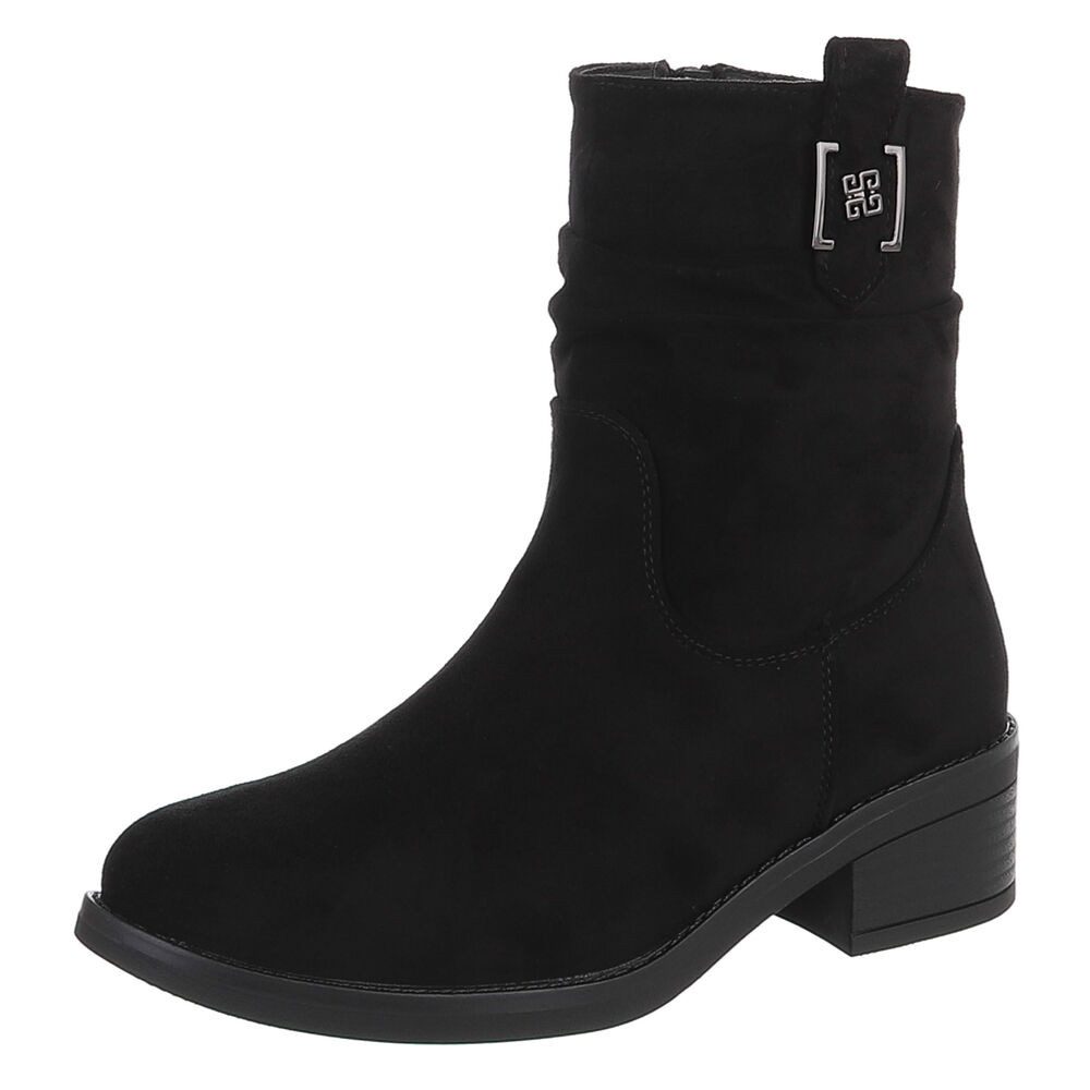 Ital-Design Damen Stiefelette mit Blockabsatz und Reißverschluss Stiefelette (92355164) Blockabsatz Stiefeletten in Schwarz