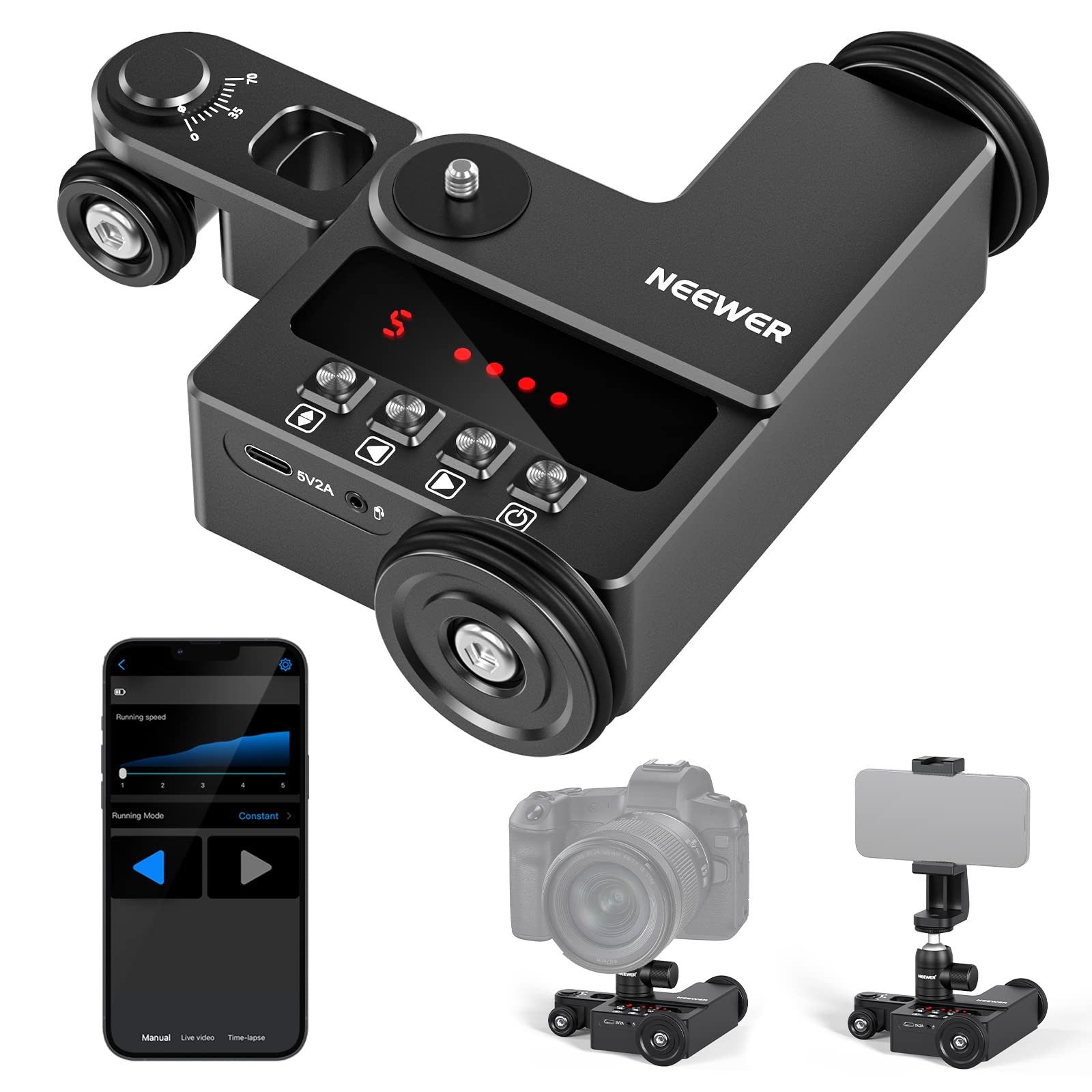 Neewer Motor-Stativkopf DL200 Motor-Kamerawagen, App-Steuerung, für iOS/Android