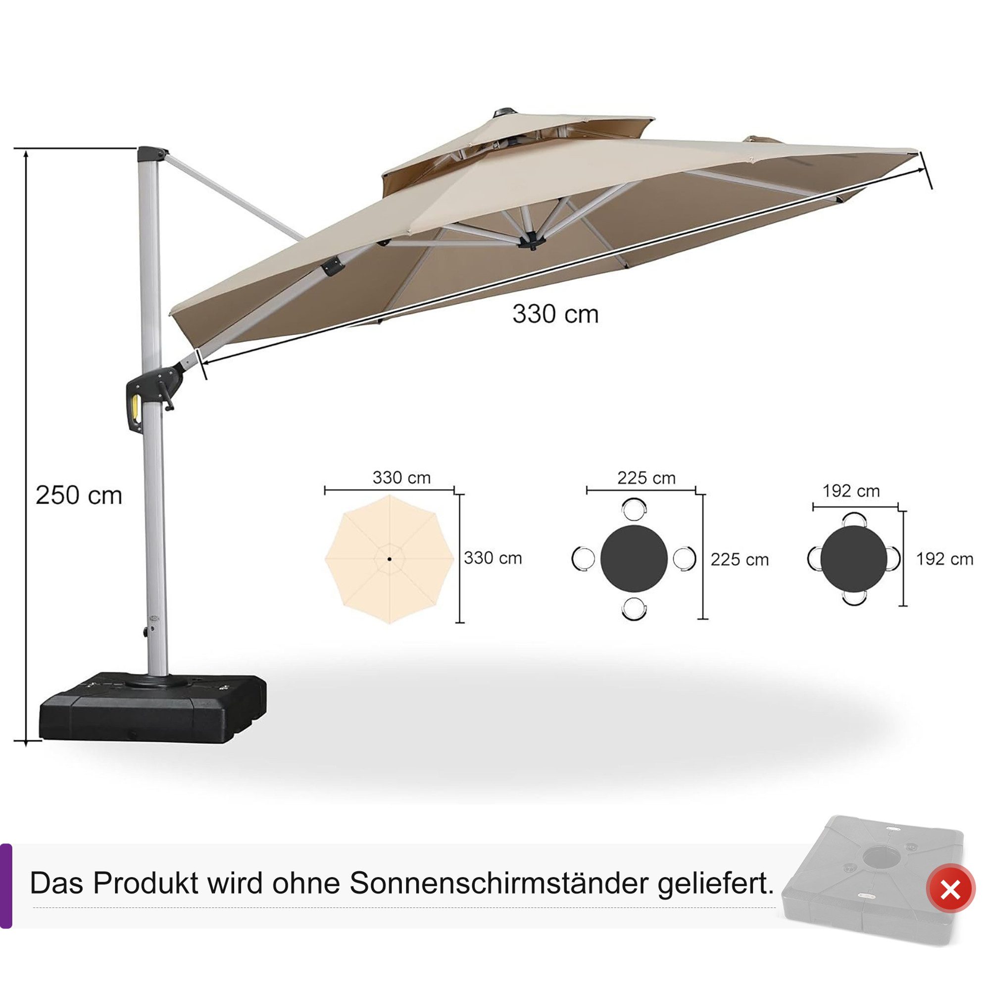 PURPLE LEAF Ampelschirm Rundes luxuriöses Außenbereich günstig online kaufen