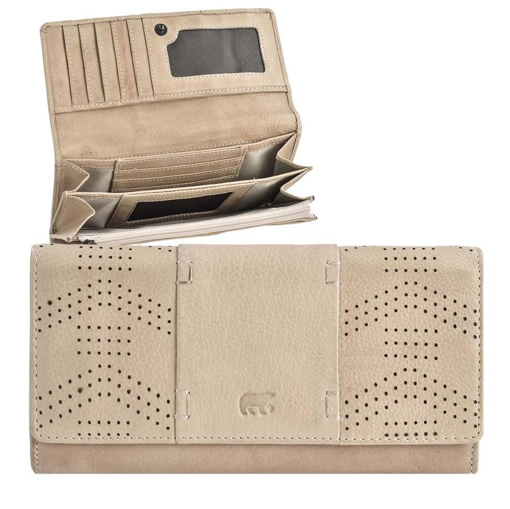 Bear Design Geldbörse "Sterre" Cow Lavato Leder, große Damenbörse, Portemonnaie, Leder in baltic beige, 12 Kartenfächer